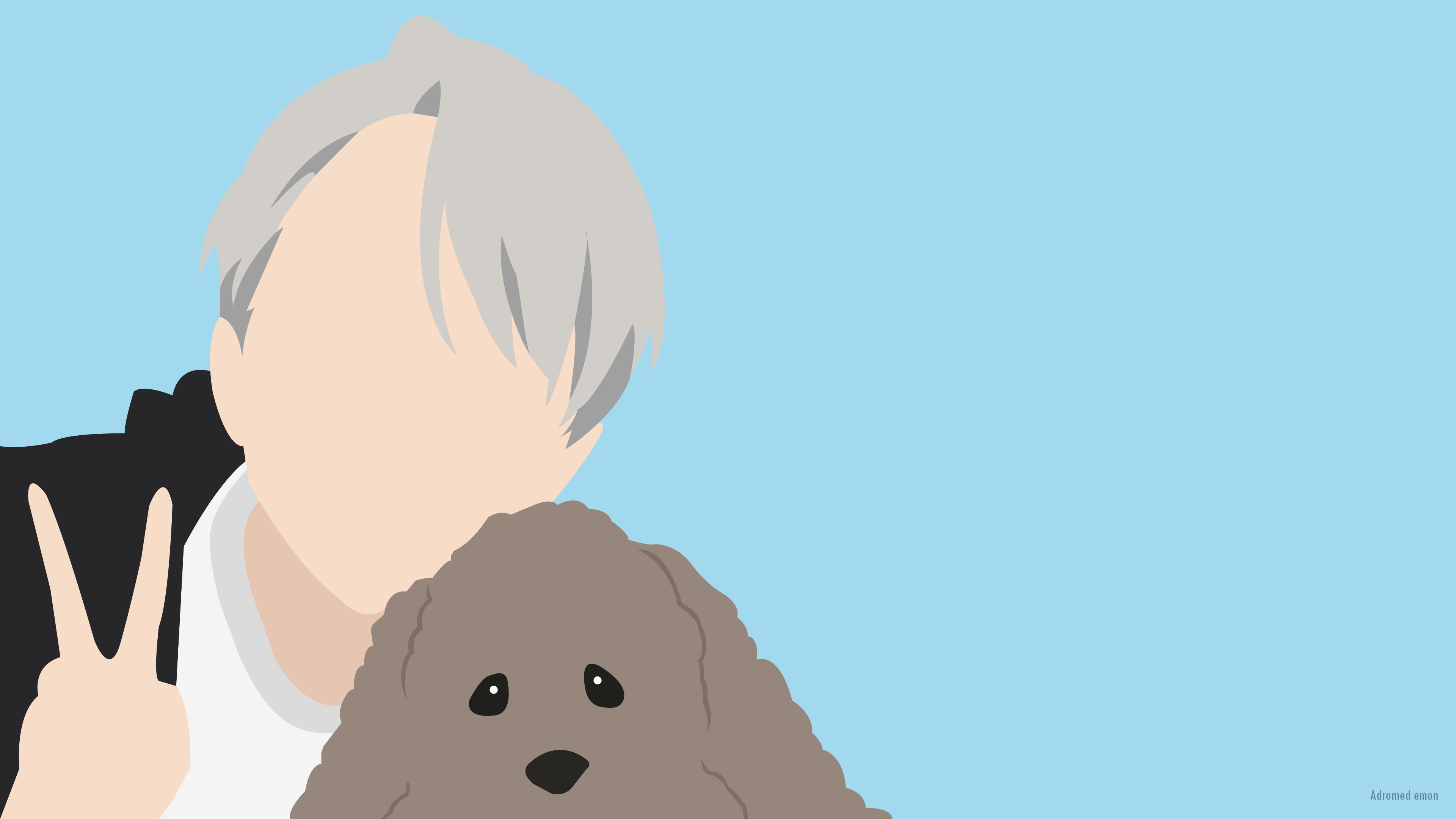 Victor Nikiforov, Makkachin, Yuri!!! on Ice, Minimalista, 4K 2160p, sfondo desktop