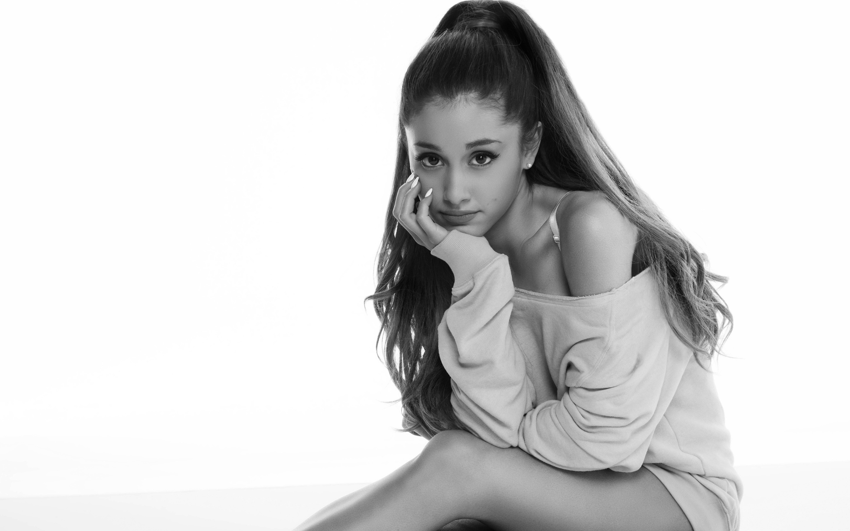 Ariana Grande, Bianco e nero, Coda di cavallo, Servizio fotografico, sfondo MacBook Air