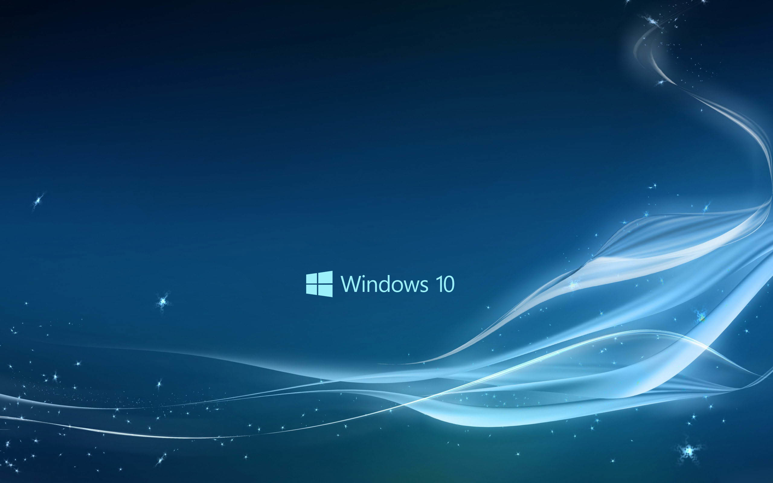 Windows 10, Logo Windows, Onde di luce, Blu, 2K, sfondo per portatile
