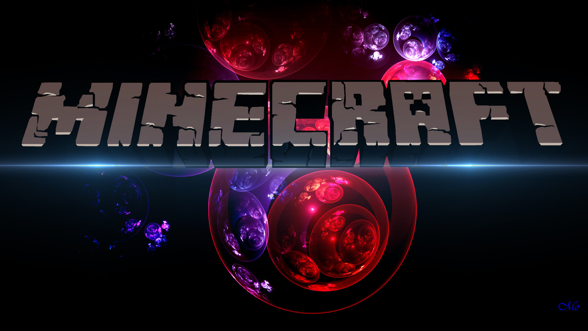 Minecraft, Logo, Sfere rosse, Sfondo nero, Full HD, wallpaper desktop