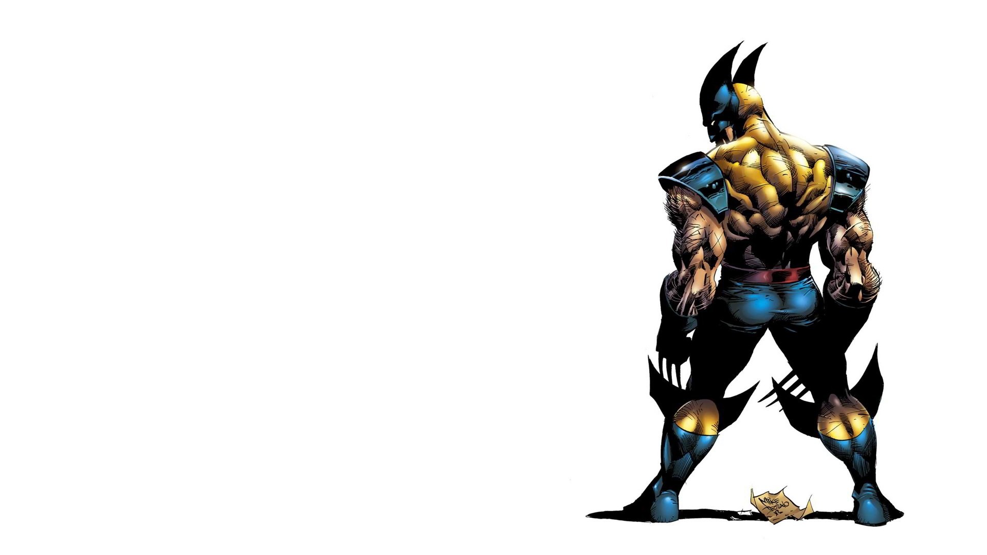 Wolverine, Marvel Comics, Vista posteriore, Sfondo bianco, Full HD, wallpaper desktop