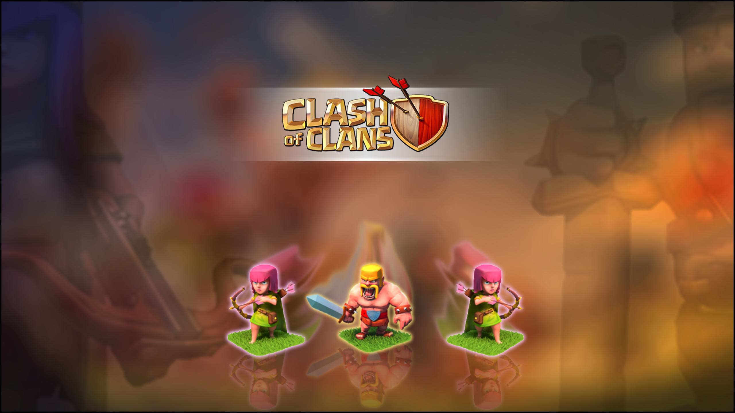 Clash of Clans, Logo, Arciere, Barbaro, Miniature, 2560x1440, immagine di sfondo