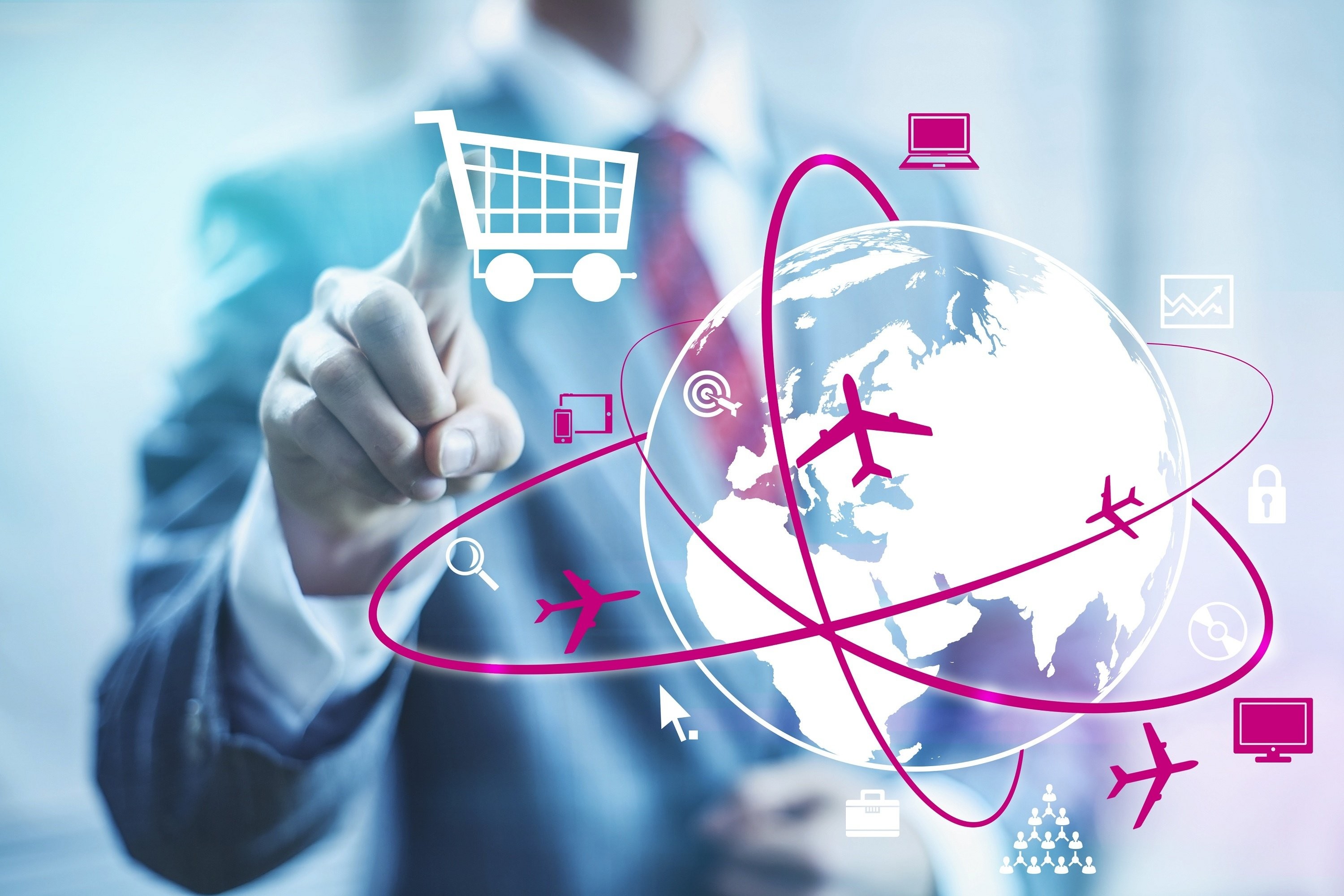 E-commerce, Globo, Aerei, Tecnologia, 2K, sfondo Windows 11