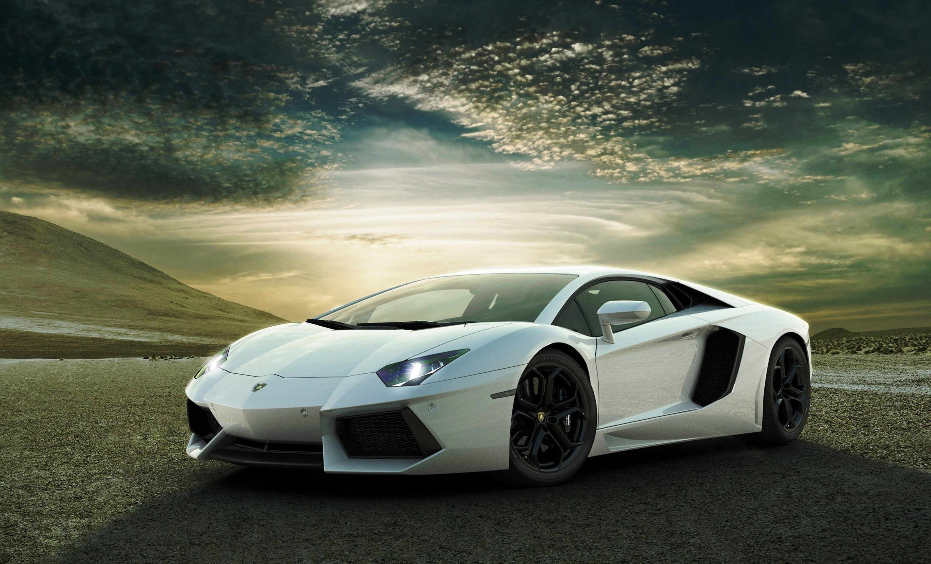 Lamborghini Aventador LP700-4, Supercar, Bianco, Cielo nuvoloso, sfondo Samsung