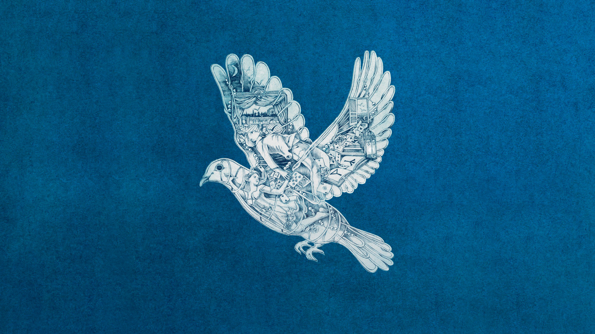 Ghost Stories, Coldplay, Colomba, Blu, Illustrazione, 16:9 Full HD, sfondo widescreen