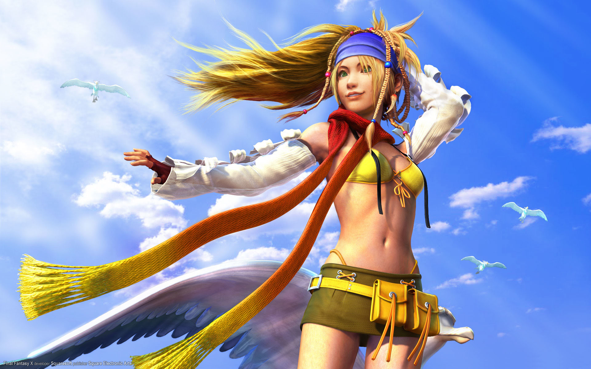 Rikku, Final Fantasy X-2, Cielo, Gabbiani, 1920x1200, sfondo per PC