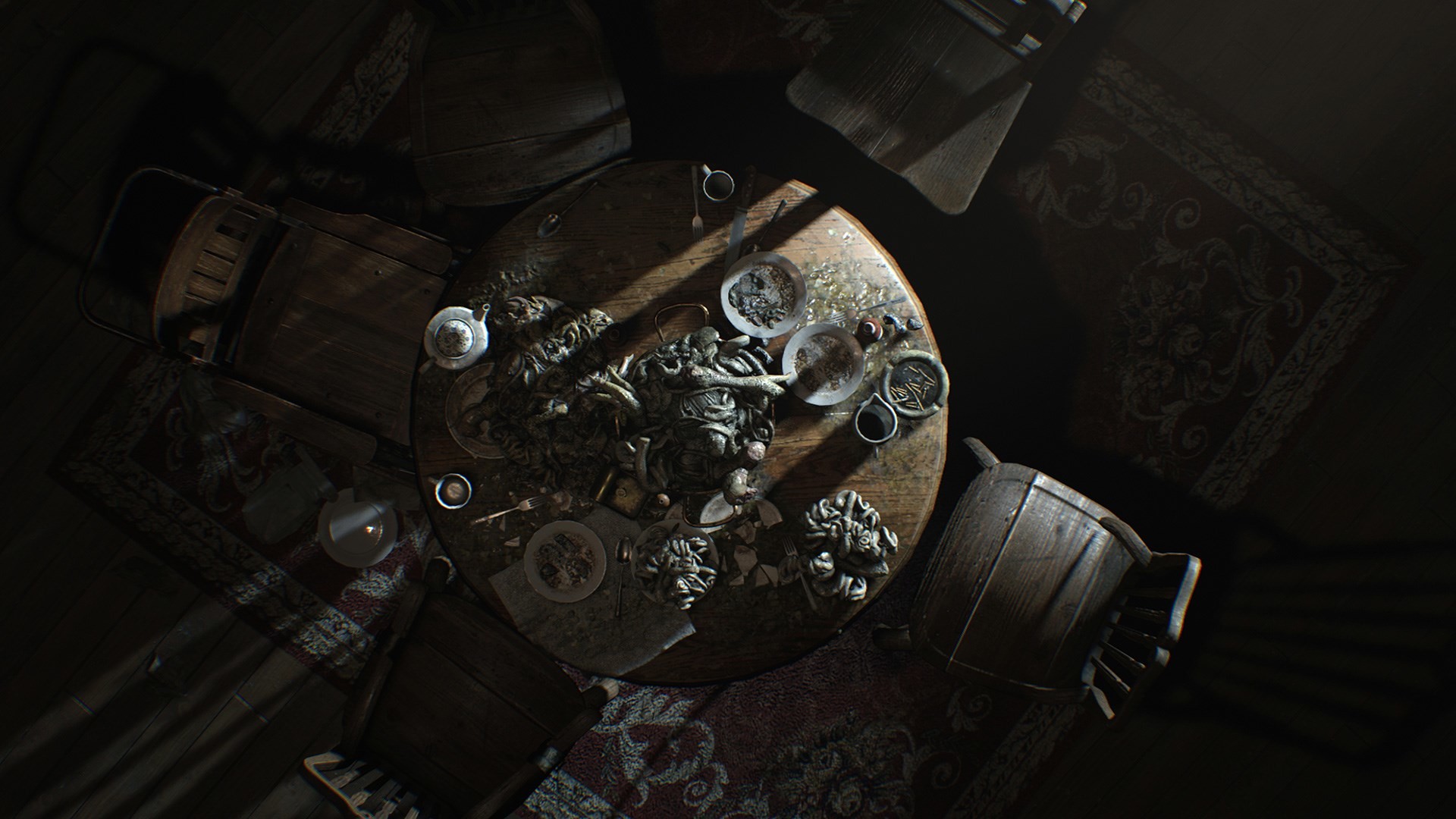 Resident Evil 7: Biohazard, Tavolo, Vista dall'alto, Buio, Horror, sfondo per portatile