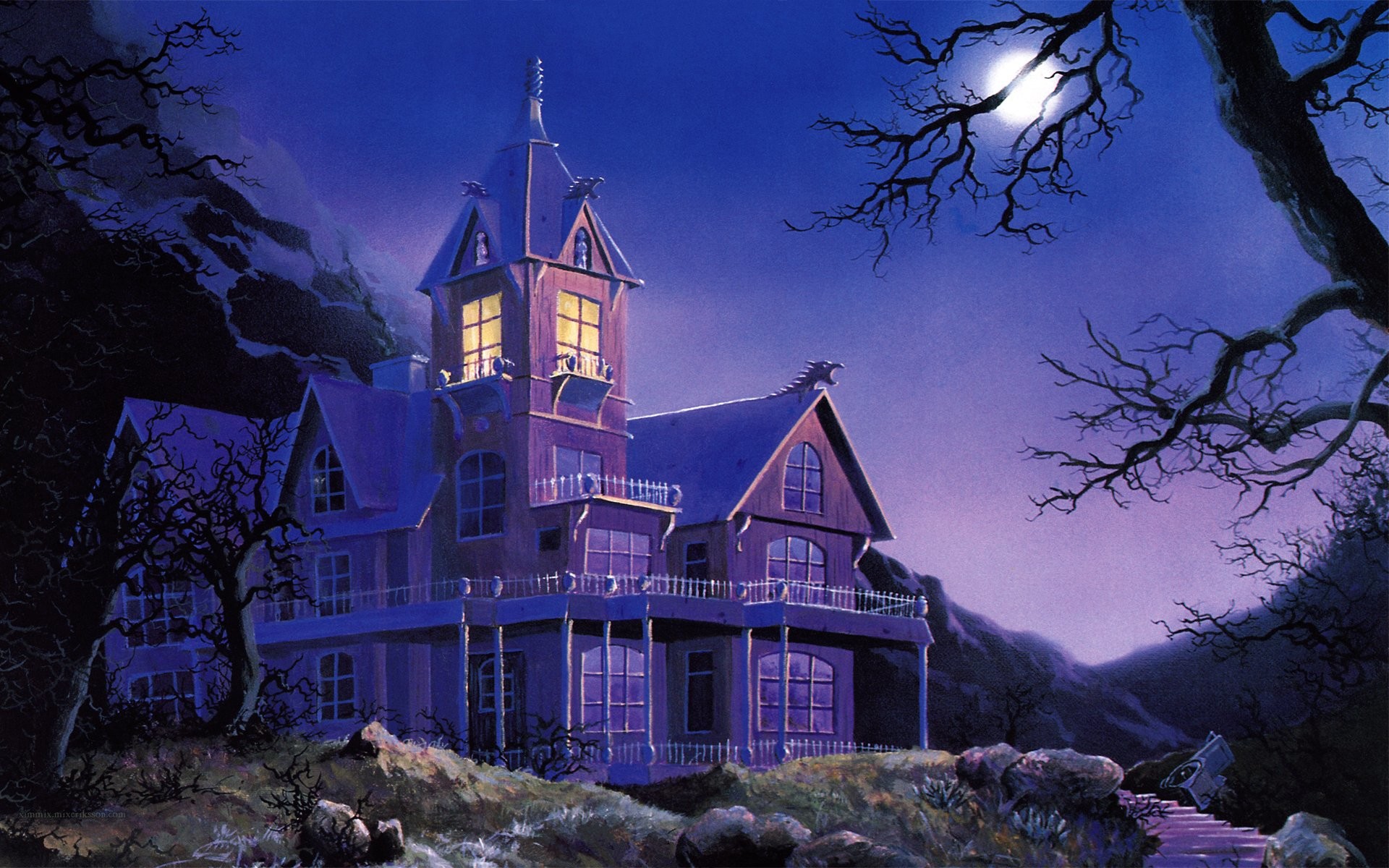 Casa infestata, Luna piena, Notte, 1920x1200, sfondo MacBook Pro