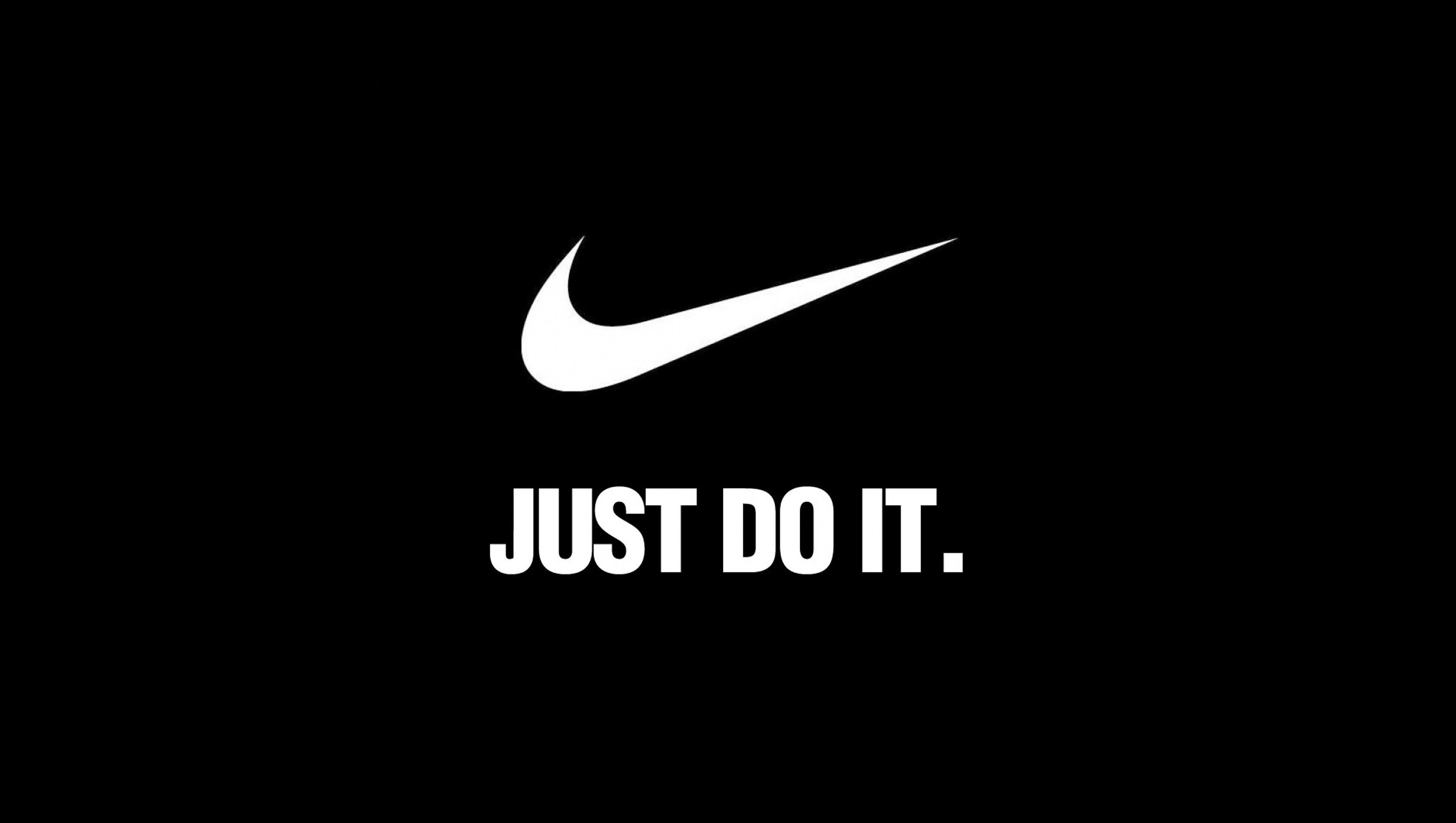 Nike, Just Do It, Logo, Sfondo nero, 2K, wallpaper desktop