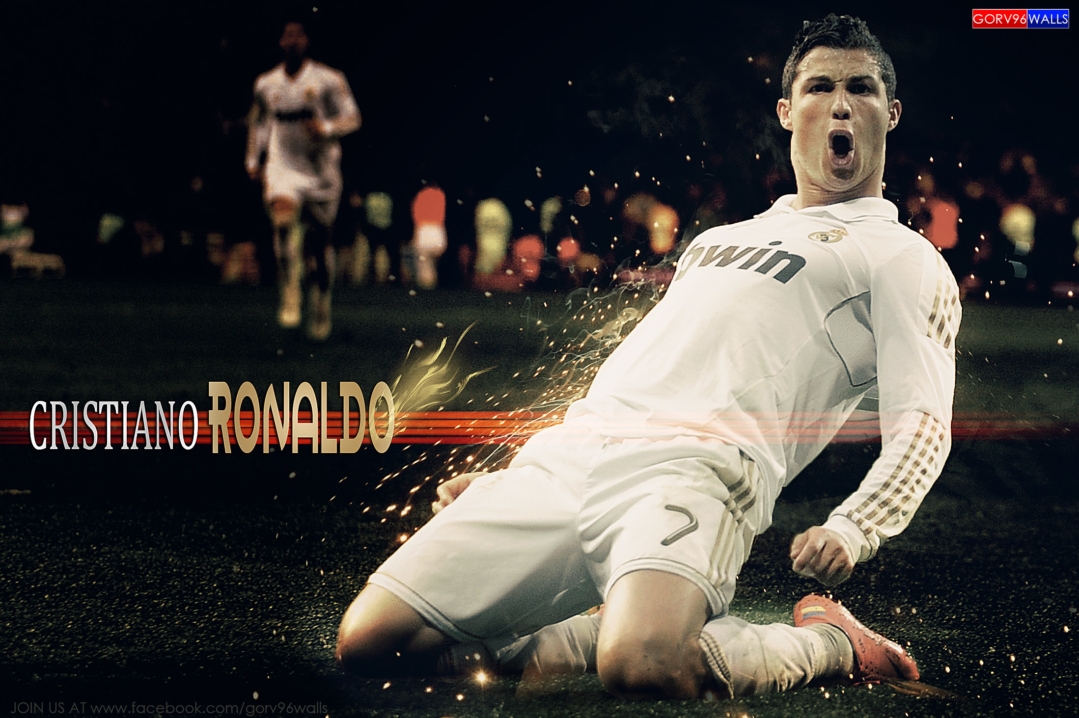 Cristiano Ronaldo, Real Madrid, Esultanza, Scivolata, Full HD, sfondo per PC