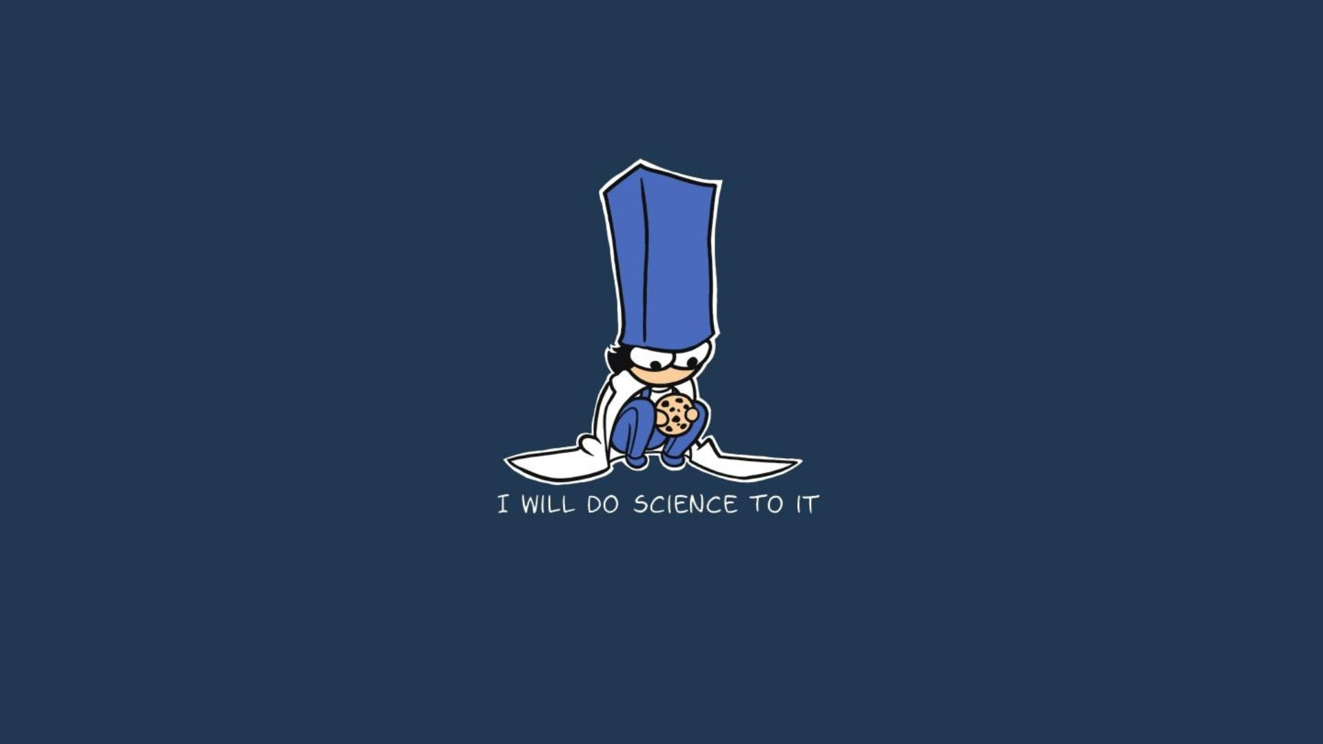 I Will Do Science To It, Personaggio, Minimalista, Blu scuro, Full HD, sfondo per portatile