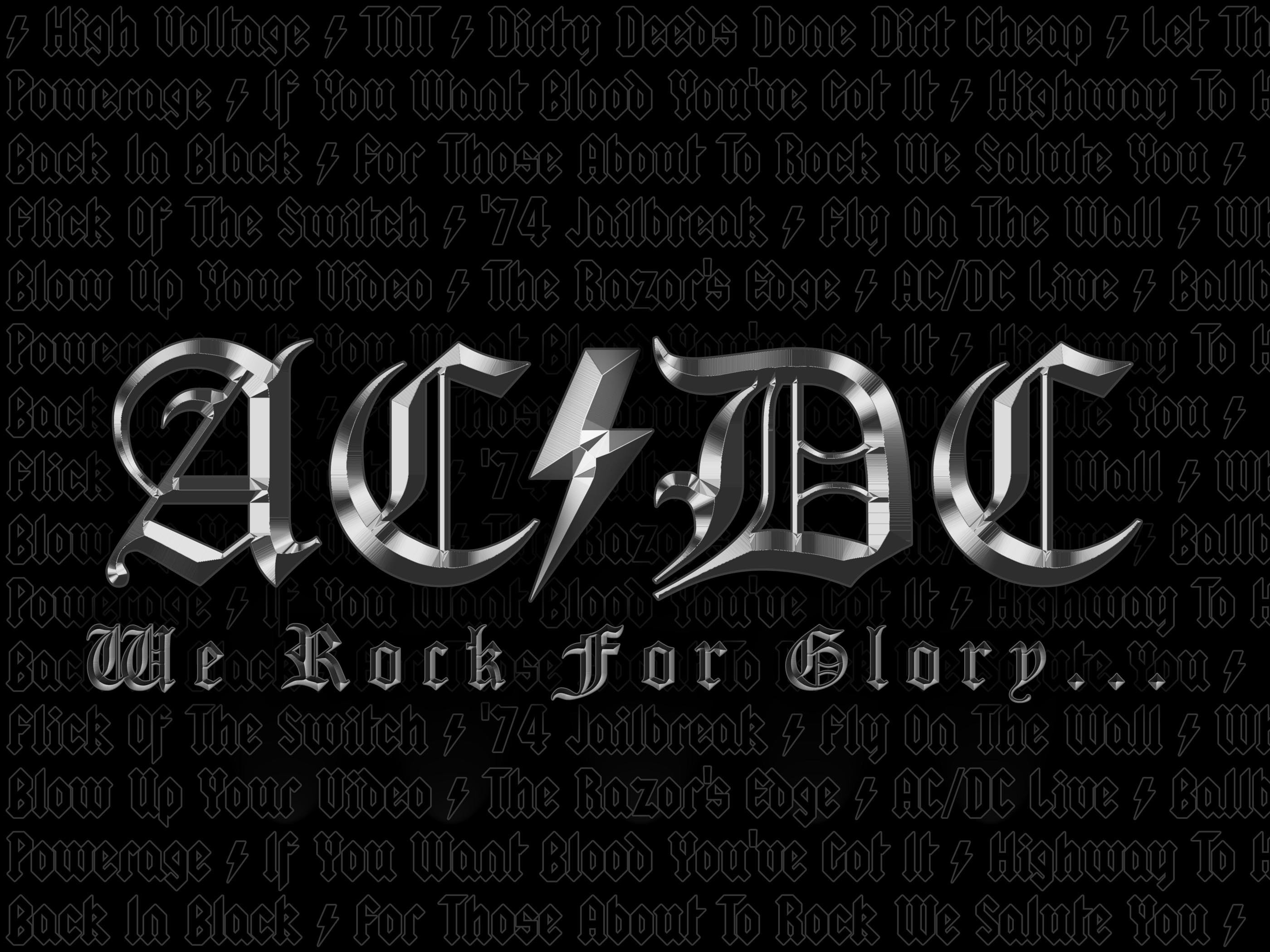 Logo AC/DC, AC/DC, We Rock for Glory, Cromato, sfondo per iPad e tablet