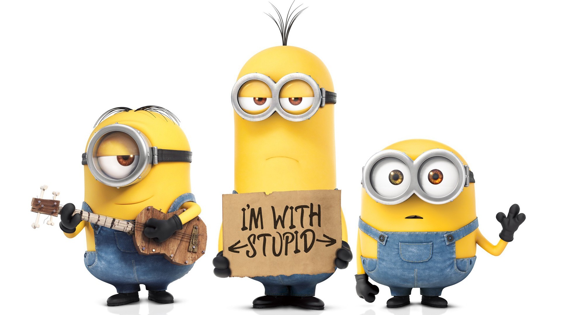 Kevin, Stuart, Bob, Minions, I'm With Stupid, Ukulele, Full HD, sfondo Windows 11