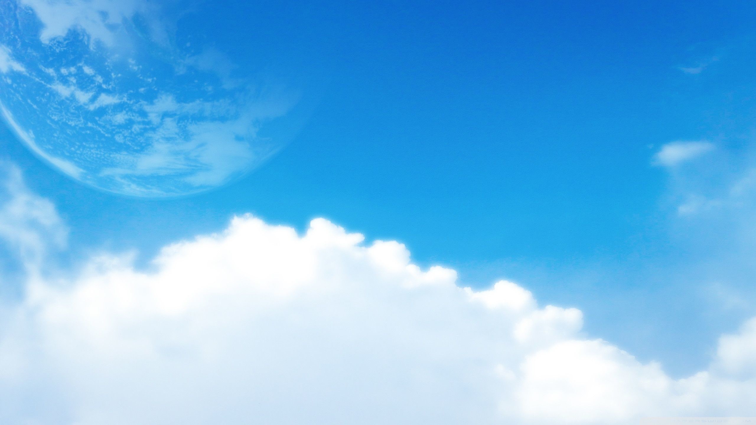 Pianeta, Nuvole, Cielo azzurro, Anime, 2K, sfondo Windows 11