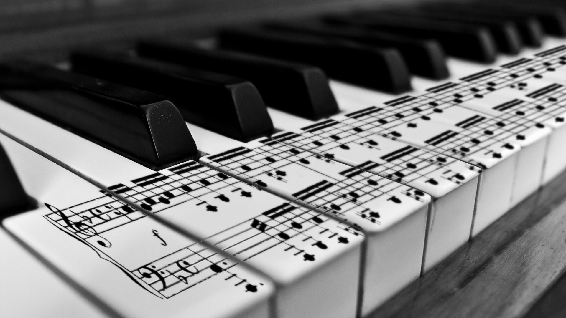Pianoforte, Spartito, Tastiera, Bianco e nero, Full HD 1080p, sfondo desktop