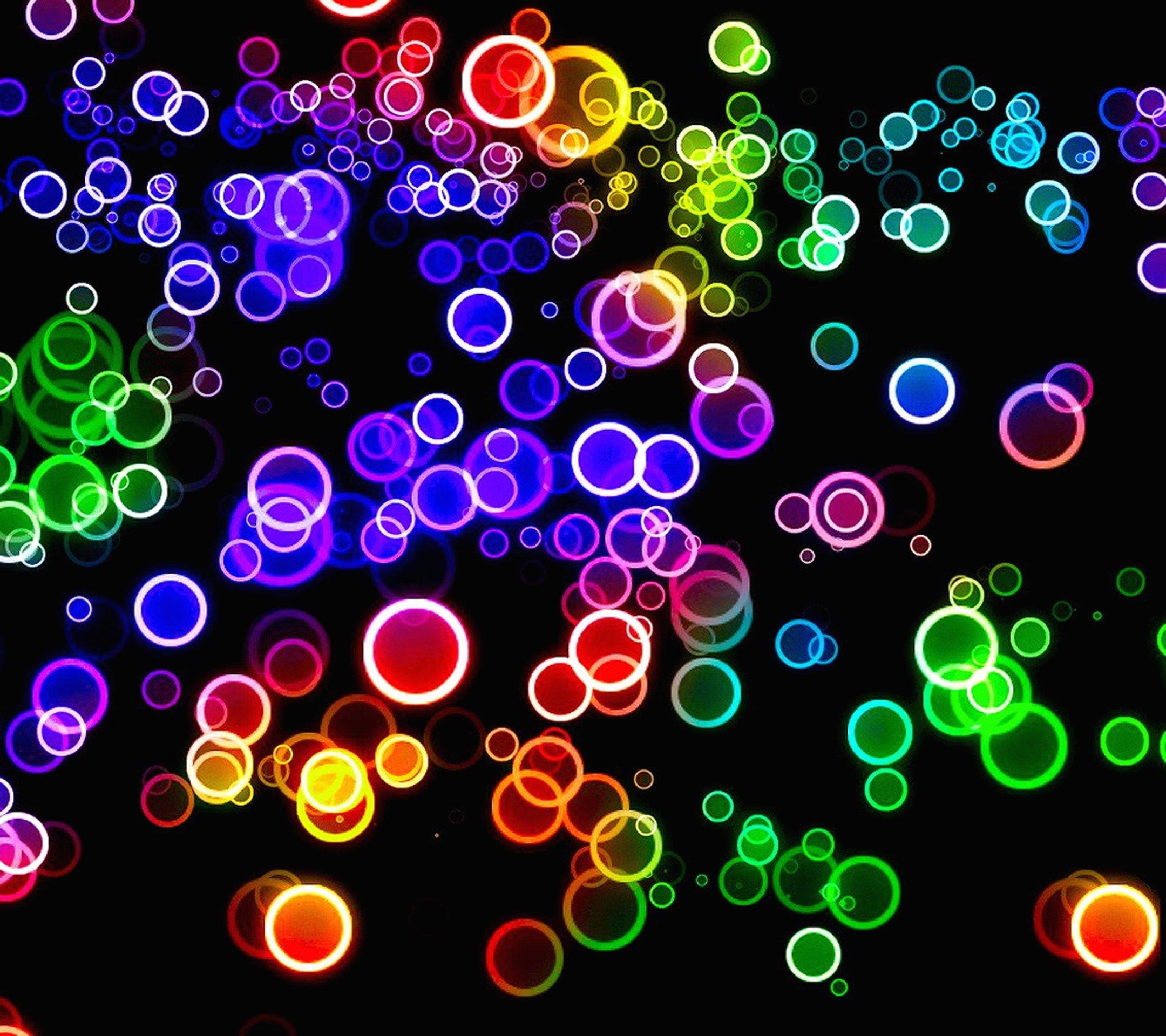 Cerchi luminosi, Bolle, Multicolore, Sfondo nero, Full HD, schermata di blocco iPad