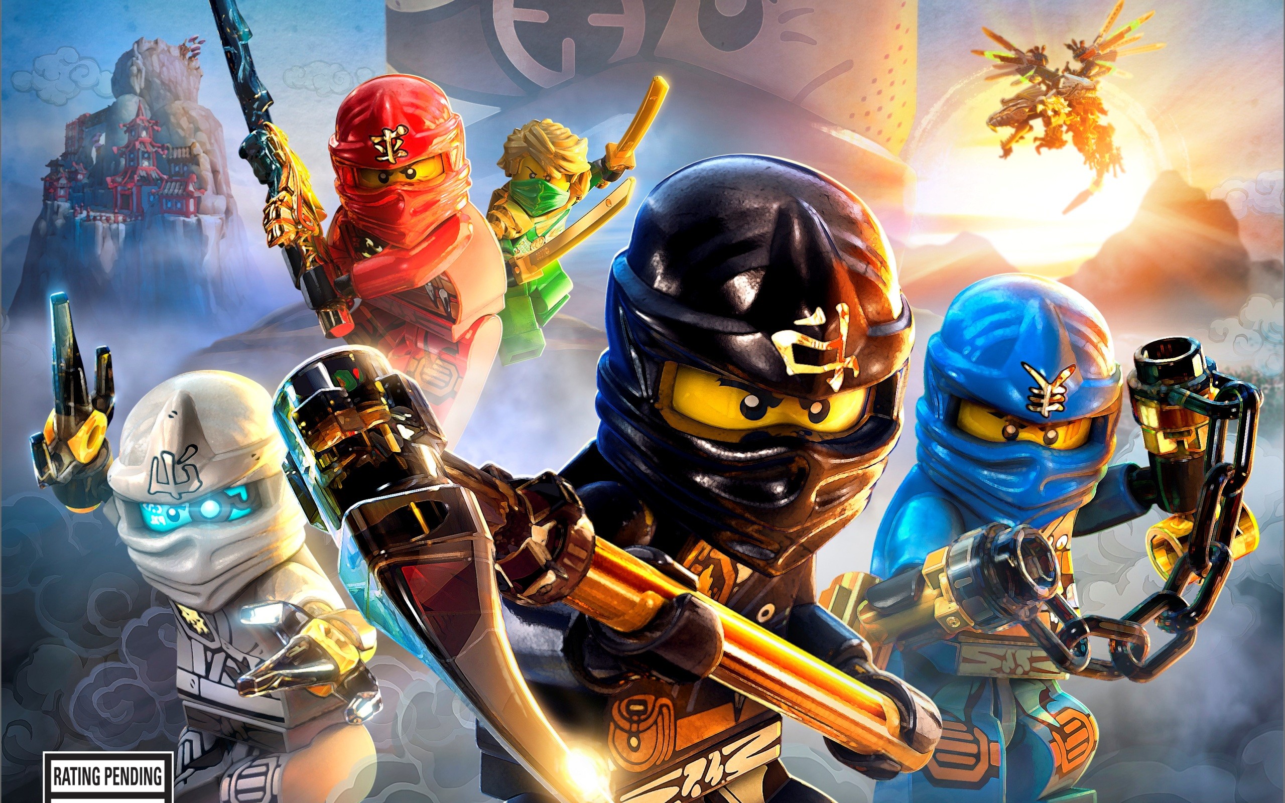 LEGO Ninjago, Cole, Jay, Kai, Zane, Lloyd, 16:10 2K, wallpaper widescreen