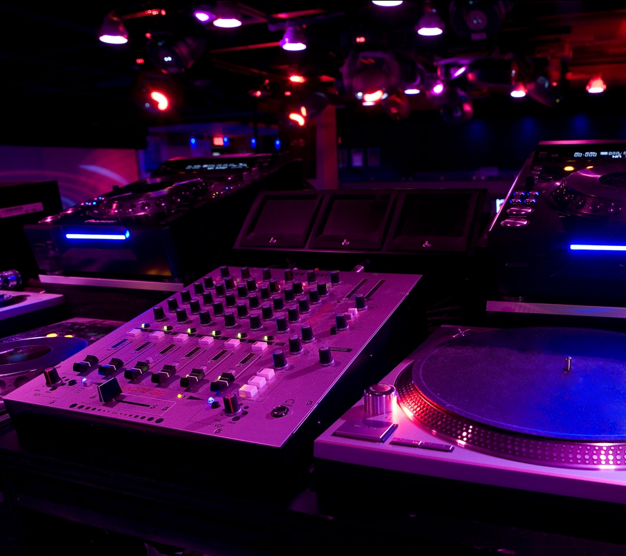 Console DJ, Giradischi, Discoteca, Viola, sfondo per iPad e tablet