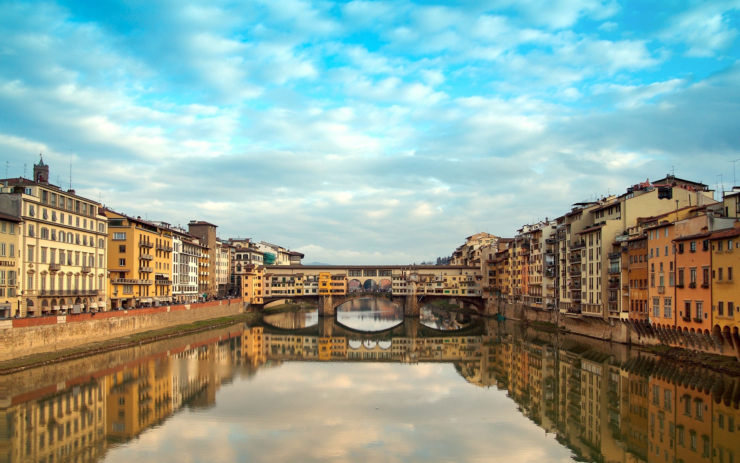 Ponte Vecchio, Arno, Firenze, Italia, 2K, sfondo Windows 11