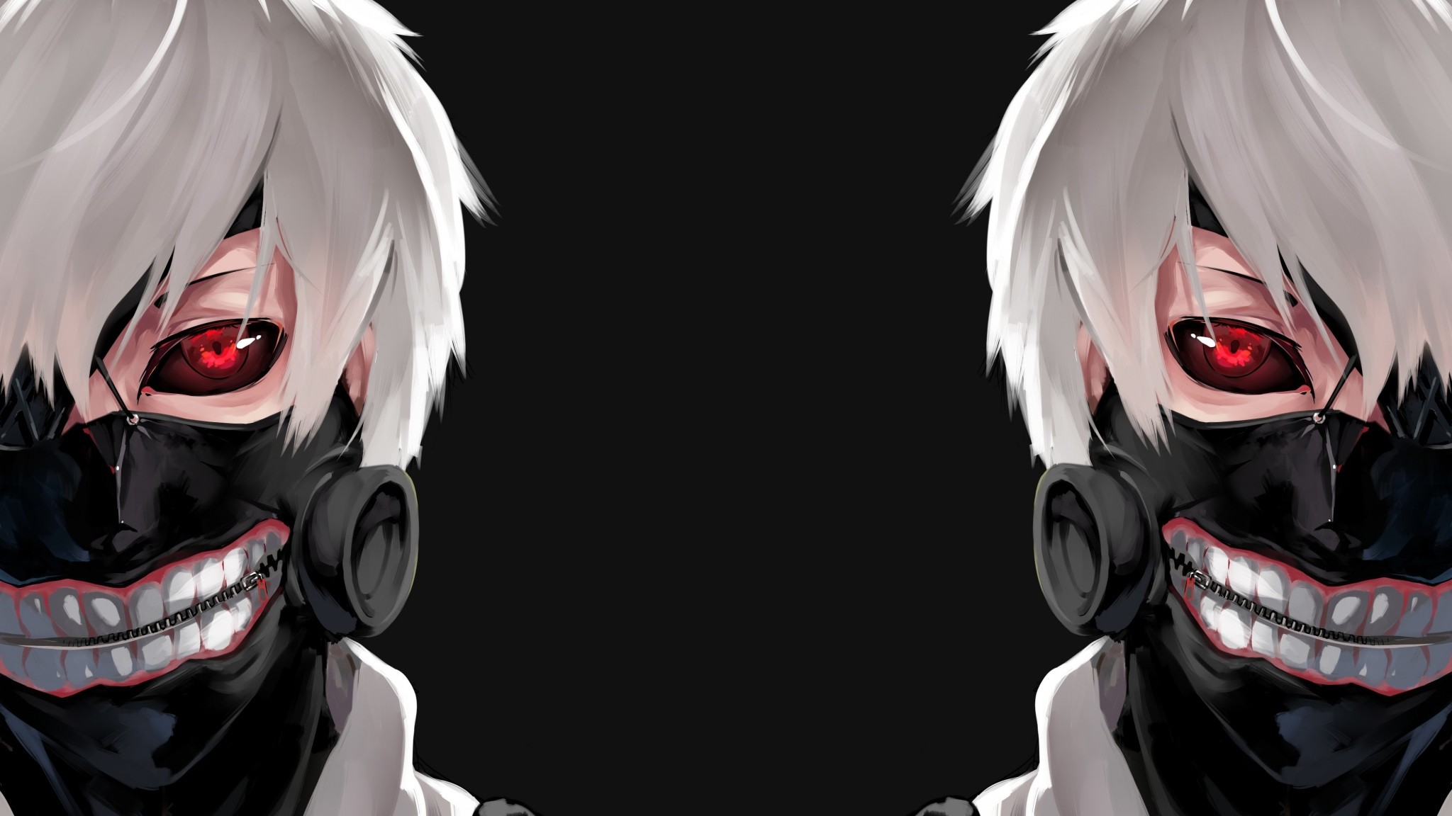 Ken Kaneki, Tokyo Ghoul, Maschera, Simmetria, Full HD, sfondo per portatile