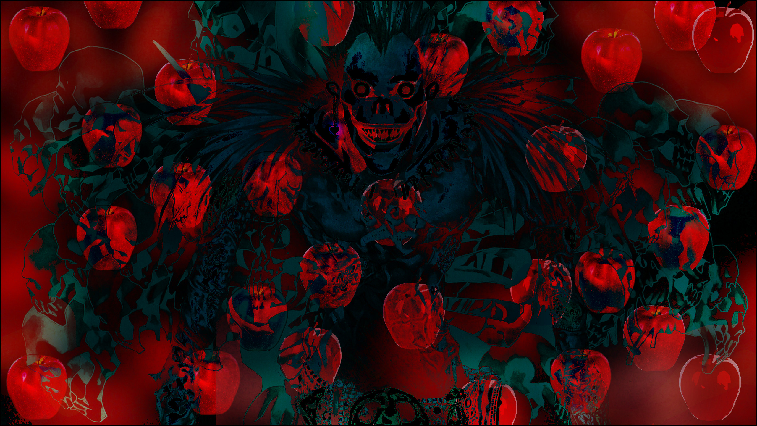 Mele, Rosso, Caleidoscopio, Arte digitale, 2K, sfondo per portatile