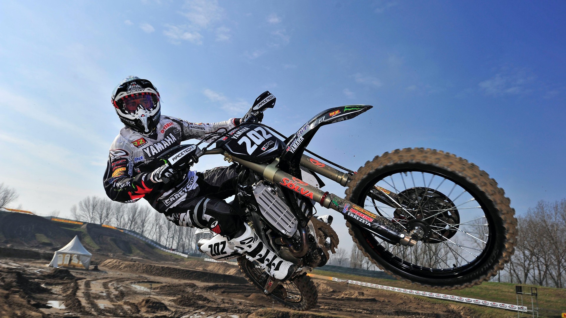 Motocross, Impennata, Pilota, Cielo, 1920x1080, immagine di sfondo