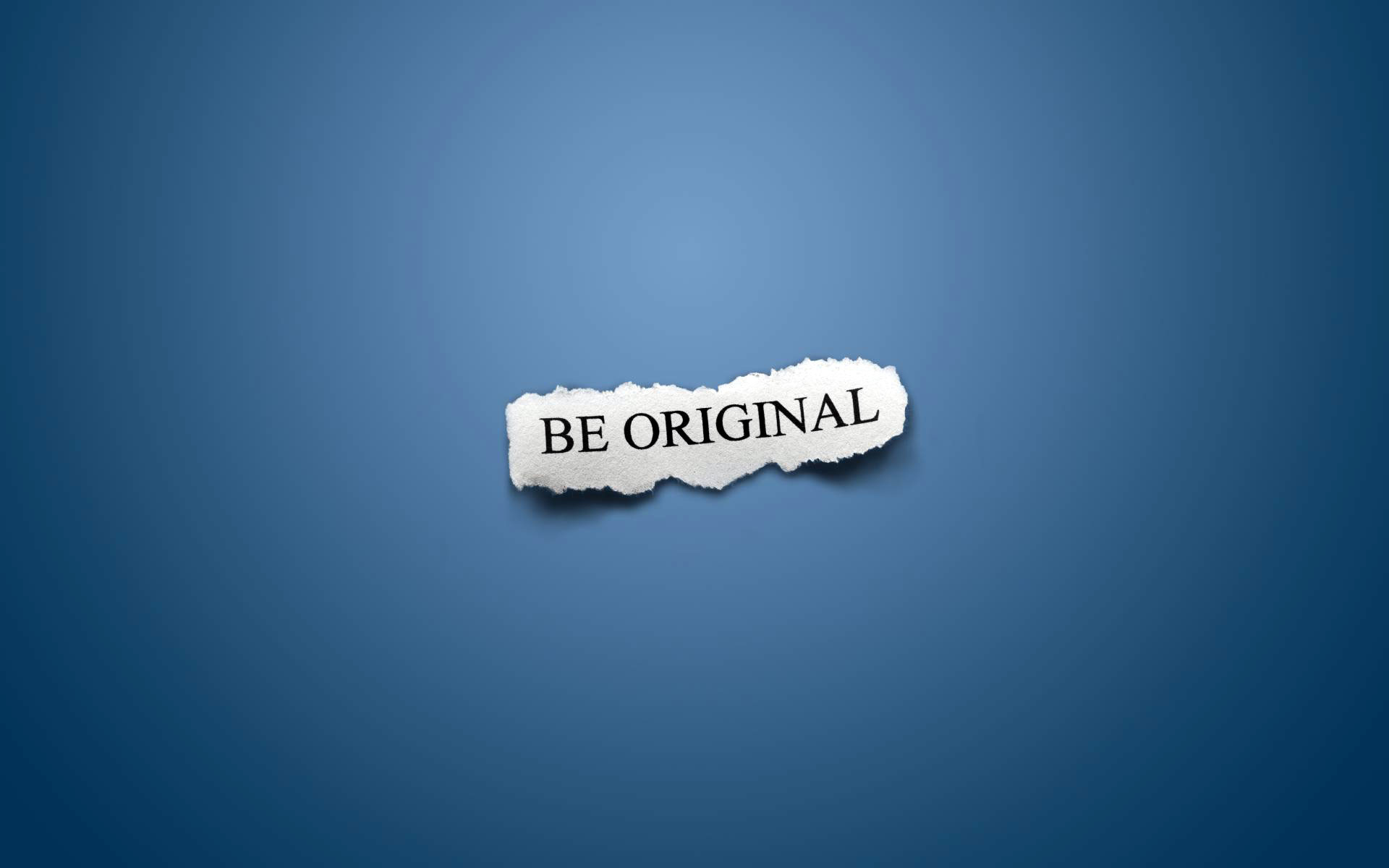 Be Original, Carta strappata, Blu, Minimalista, Tipografia, Full HD, sfondo per PC e portatile
