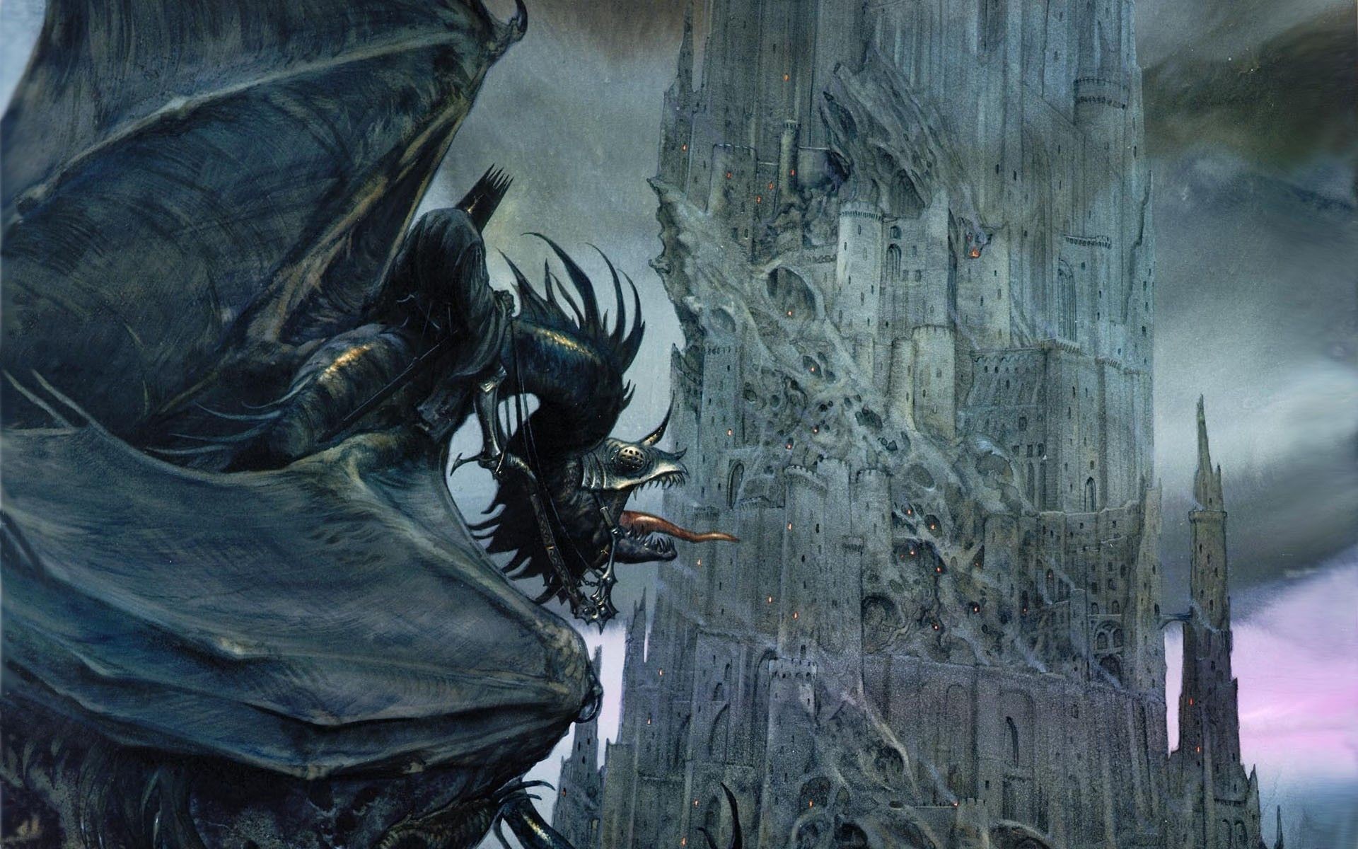 Minas Morgul, Nazgûl, Bestia alata, Il Signore degli Anelli, 1920x1200, sfondo per PC