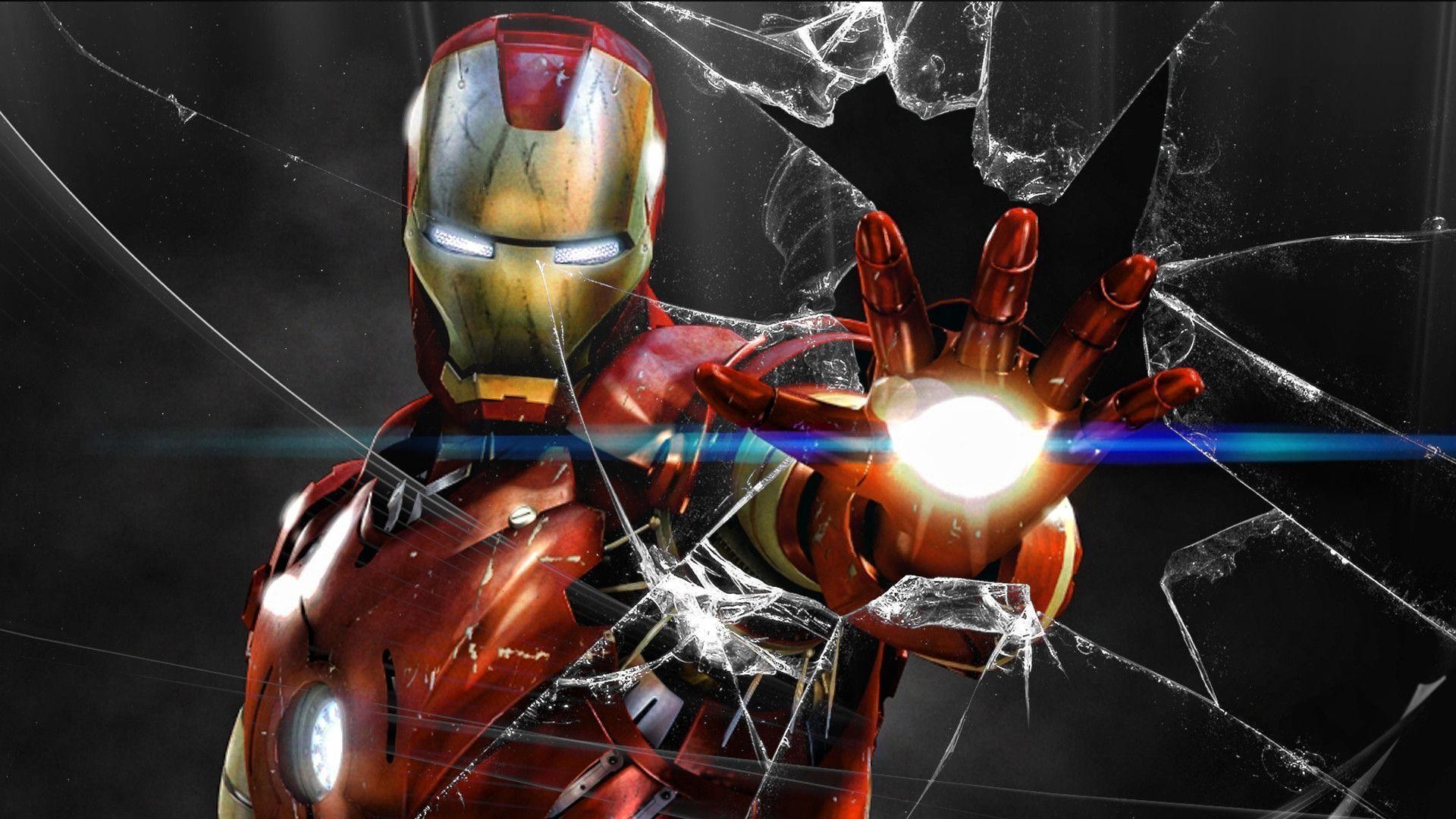 Iron Man, Vetro rotto, Repulsore, Marvel, 1920x1080, sfondo per PC