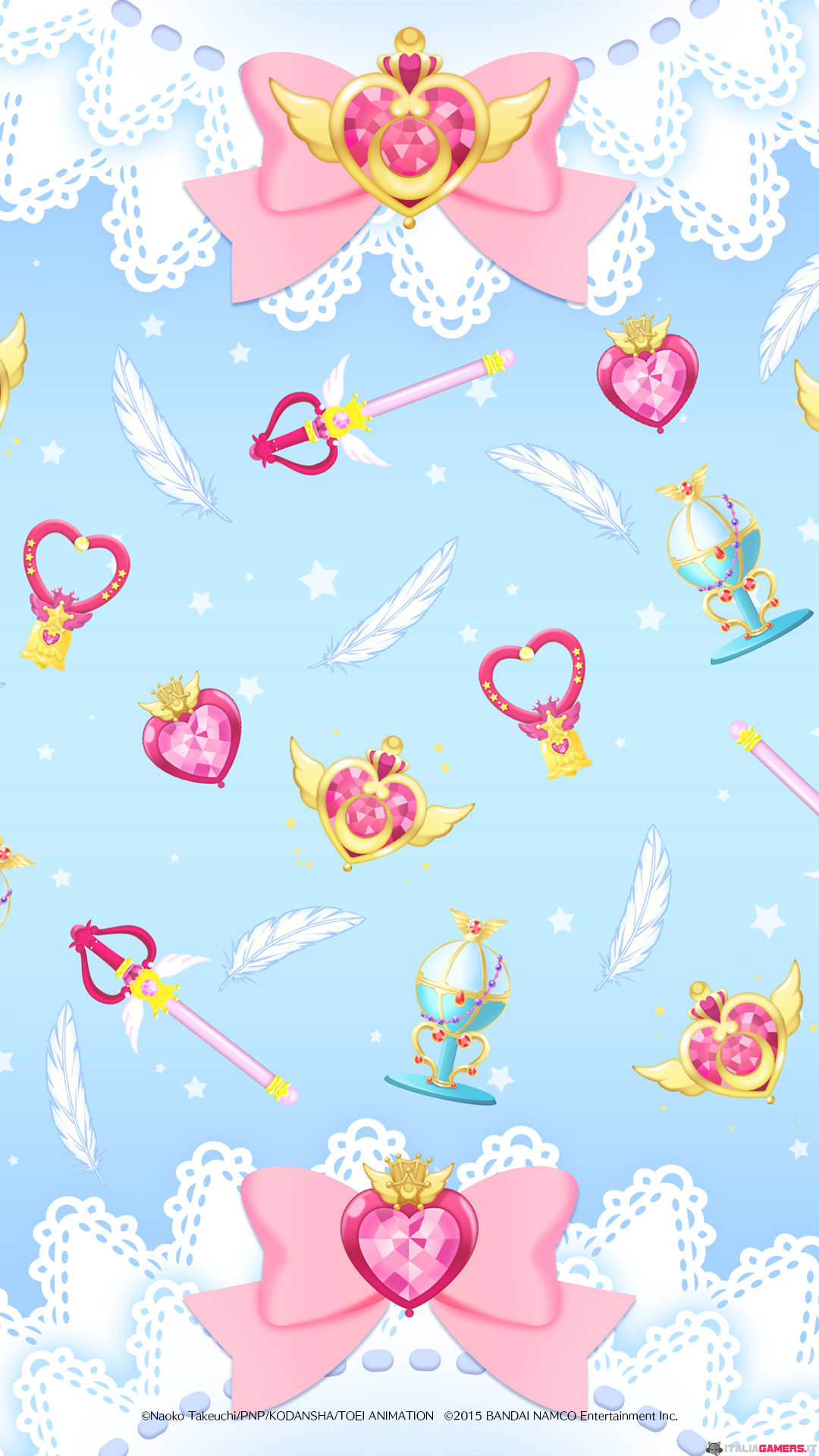 Sailor Moon, Spille, Cuori, Motivo, Azzurro, Full HD, schermata di blocco del cellulare