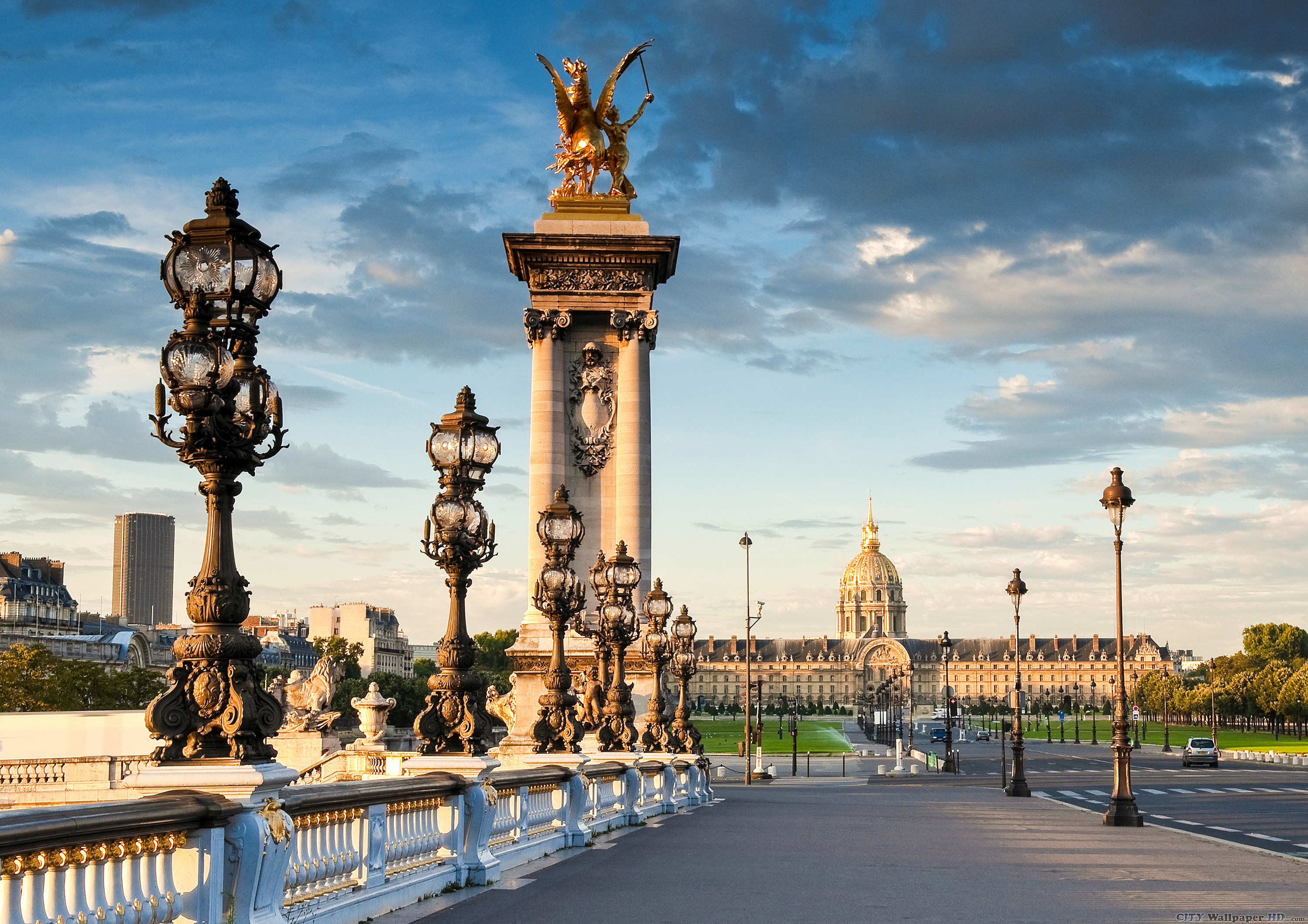 Pont Alexandre III, Les Invalides, Parigi, Lampioni, 2K, wallpaper desktop