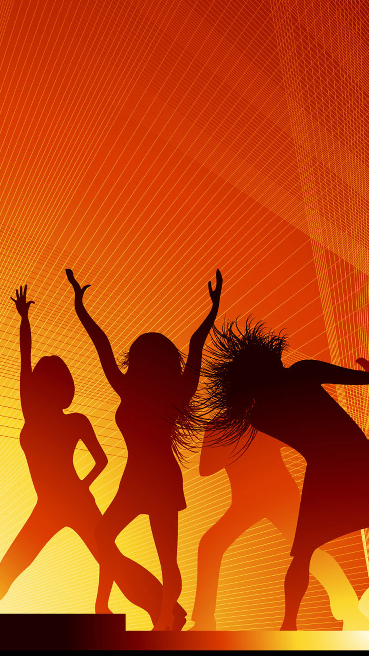 Silhouette, Ballo, Festa, Arancione, sfondo per iPhone e Android