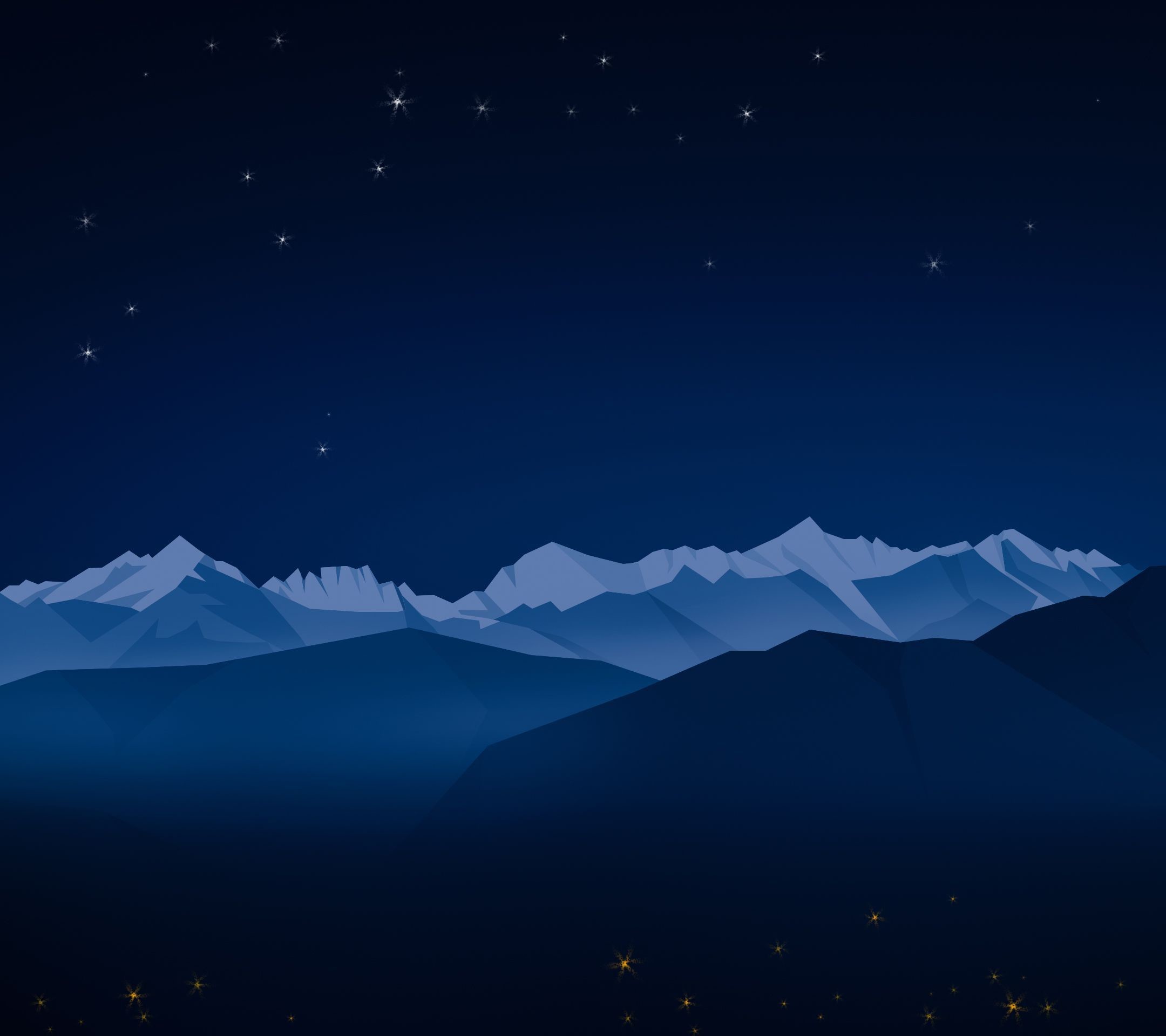 Montagne, Cielo stellato, Notte, Blu, wallpaper Huawei P8 Lite