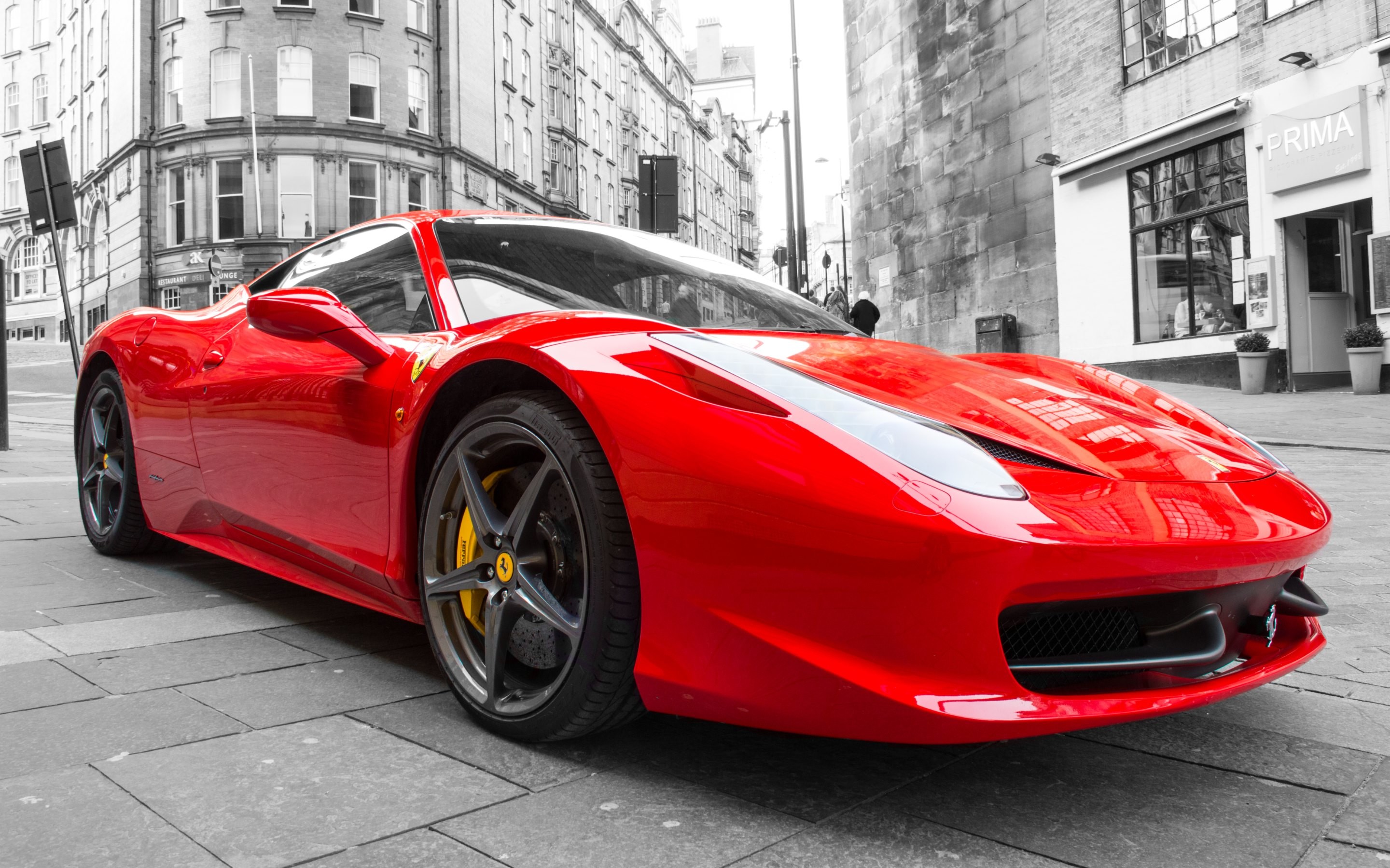 Ferrari 458 Italia, Ferrari, Colore selettivo, Strada, 2K, sfondo per portatile