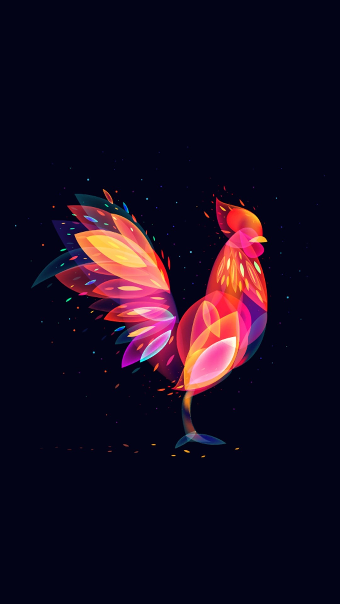 Gallo, Arte digitale, Colori, Sfondo scuro, Full HD, schermata di blocco iPhone 7