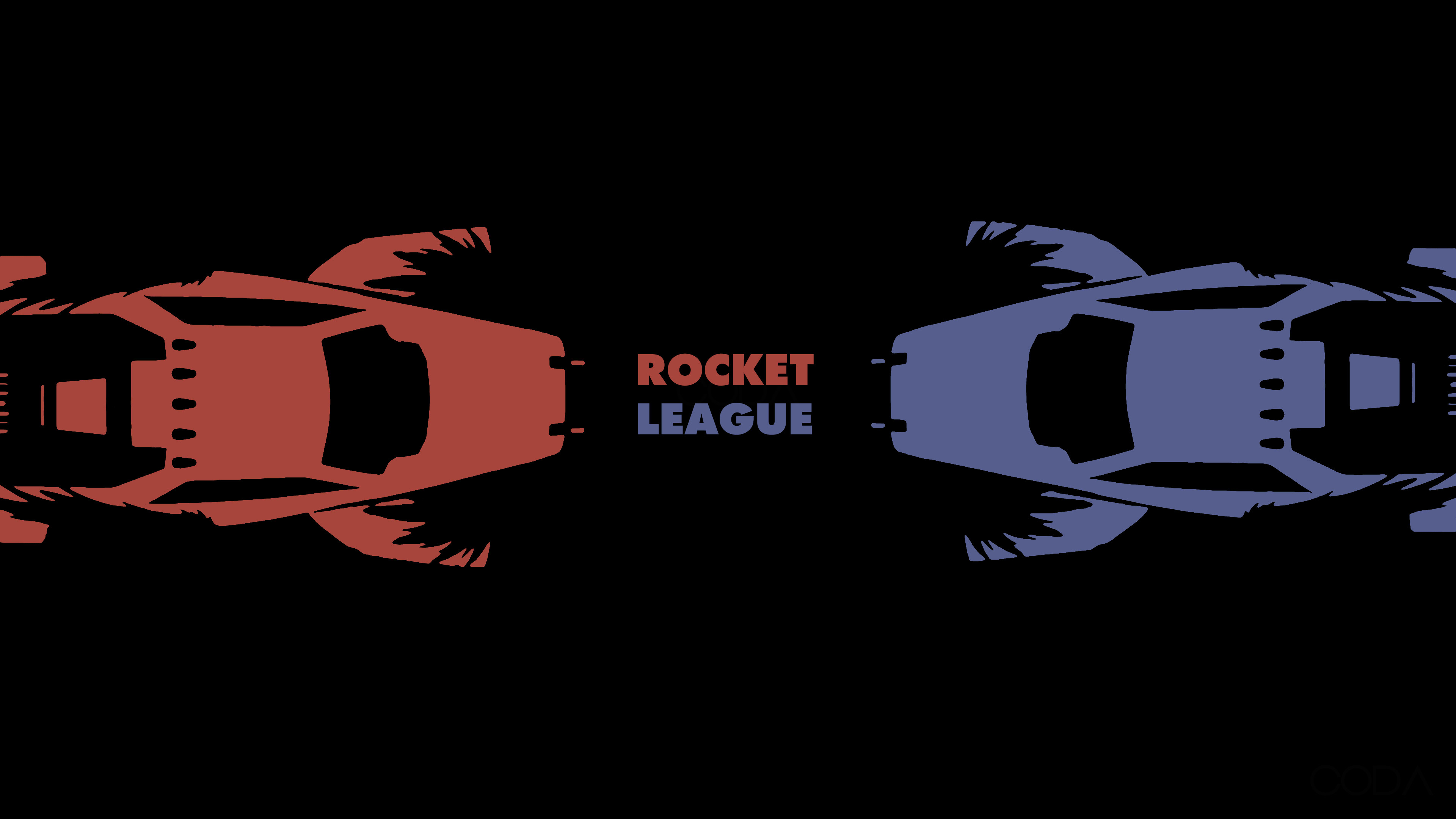 Rocket League, Auto, Silhouette, Rosso e blu, 4K 2160p, sfondo desktop