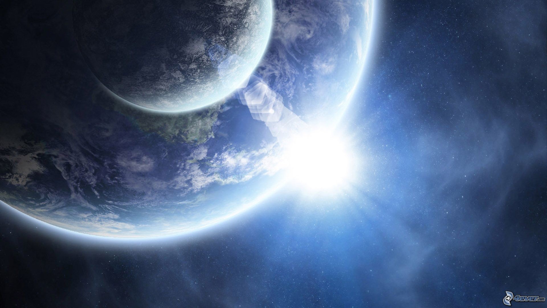 Terra, Pianeta, Sole, Spazio, Blu, 1920x1080, wallpaper desktop