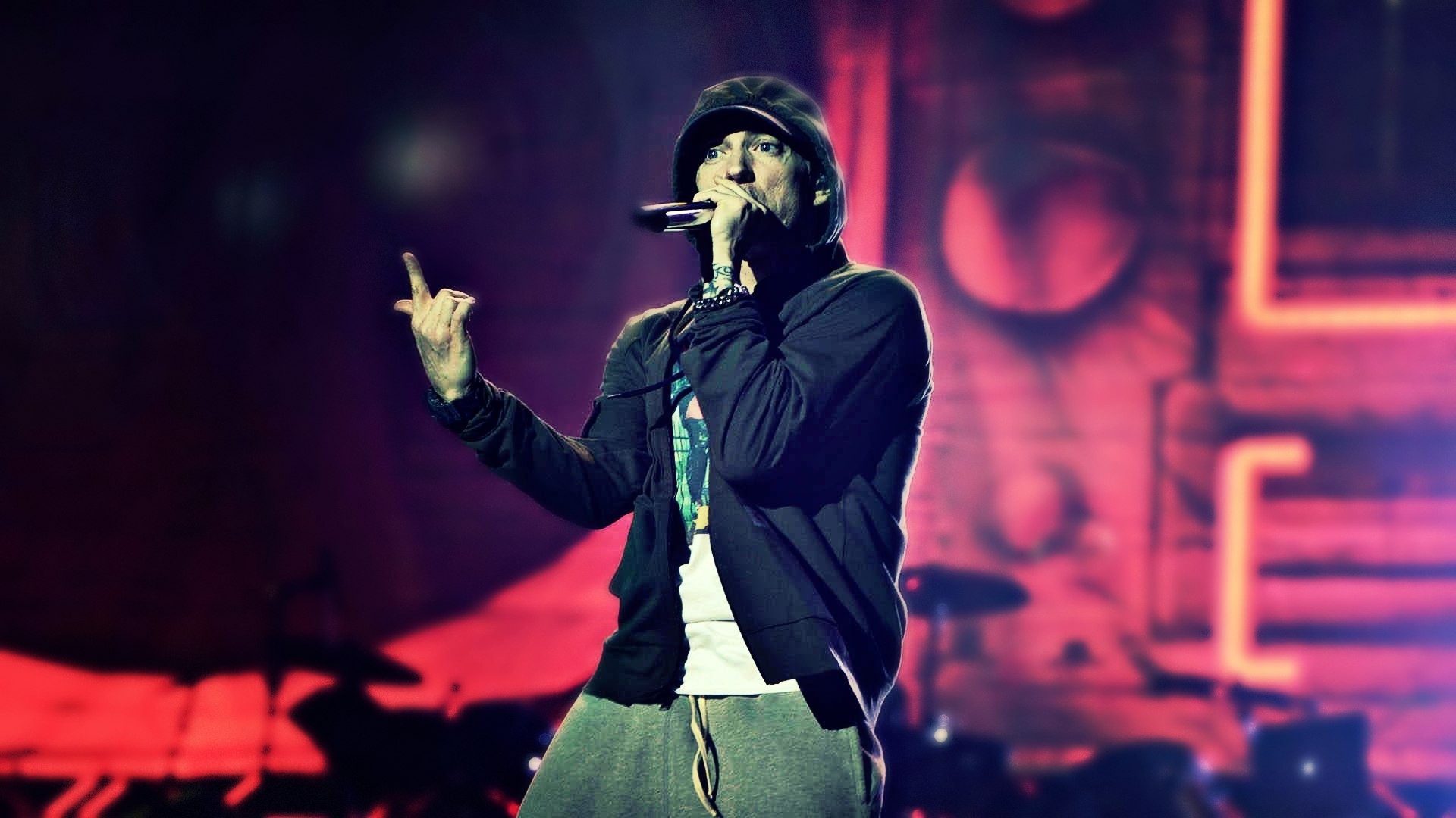 Eminem, Concerto, Microfono, Palco, Full HD, sfondo per portatile