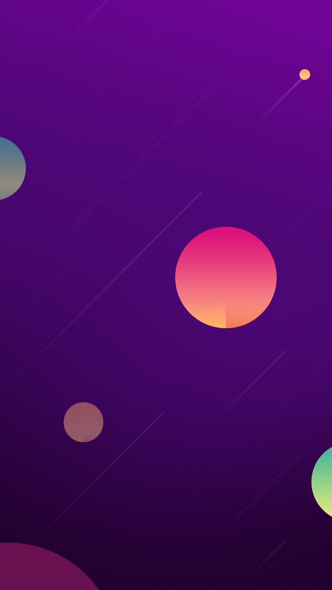 Cerchi, Viola, Minimalismo, Pianeti, wallpaper per iPhone e Android
