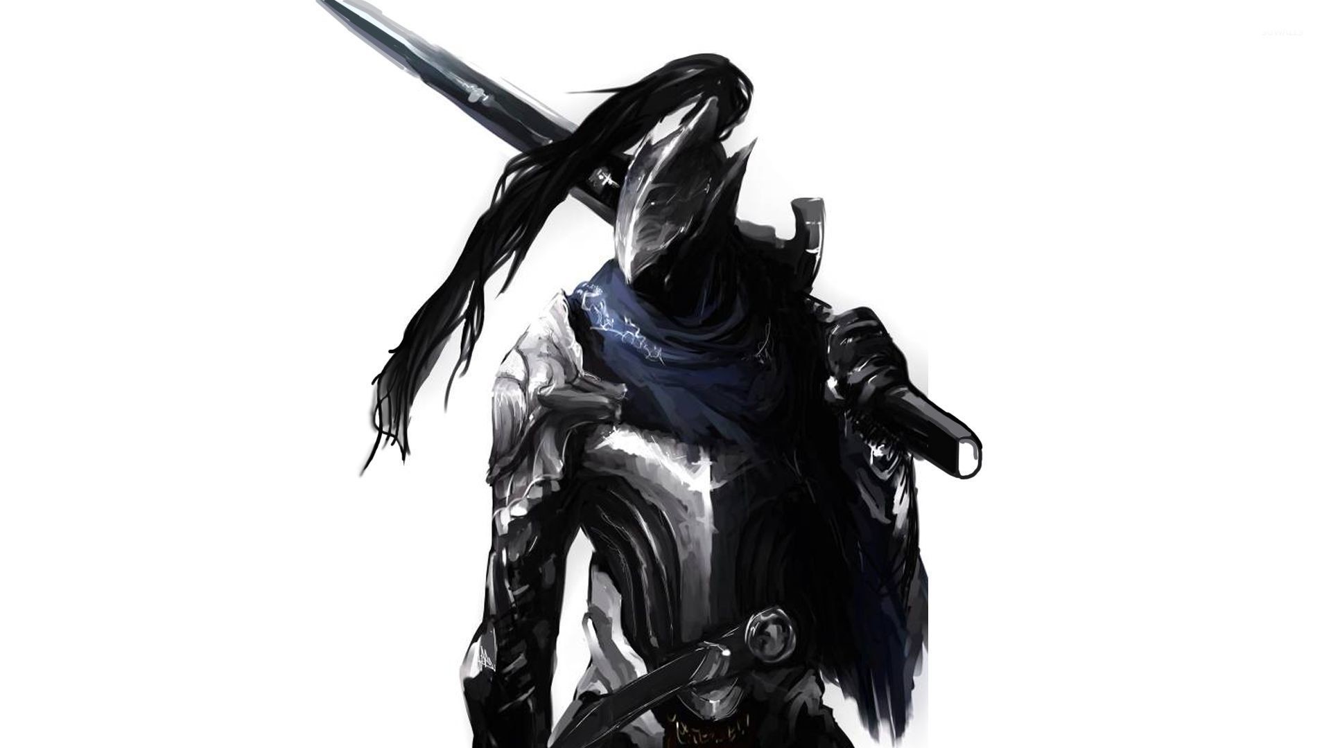 Artorias, Dark Souls, Sfondo bianco, Verticale, 16:9 Full HD, wallpaper widescreen