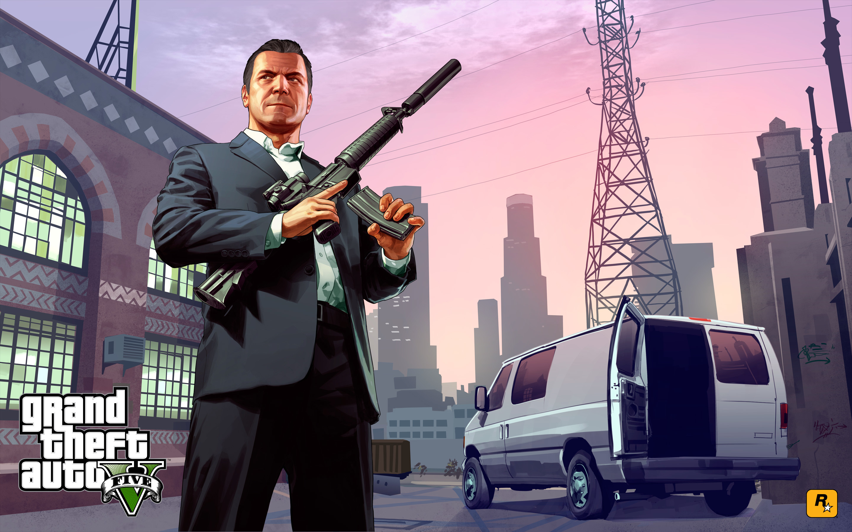 Grand Theft Auto V, Michael De Santa, Fucile, Furgone, 2K, sfondo per PC