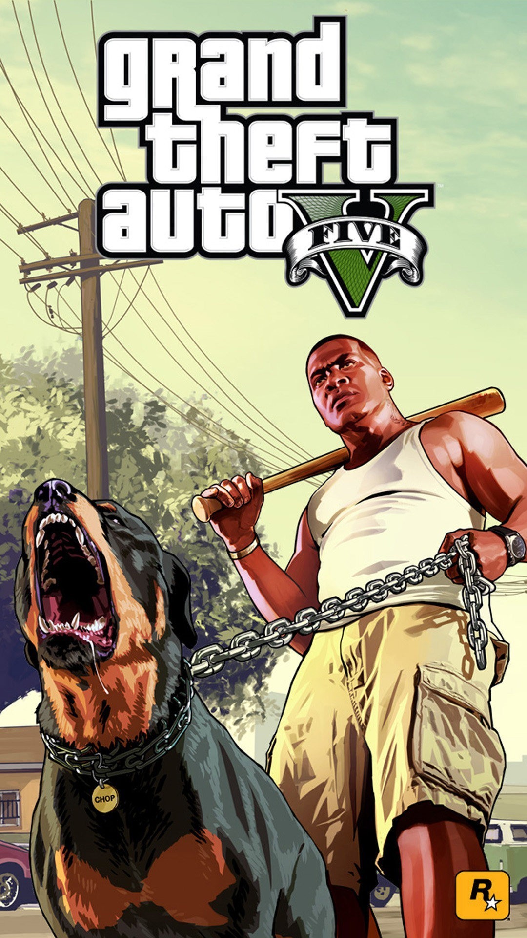 GTA V, Franklin Clinton, Chop, Rottweiler, Full HD, sfondo per smartphone