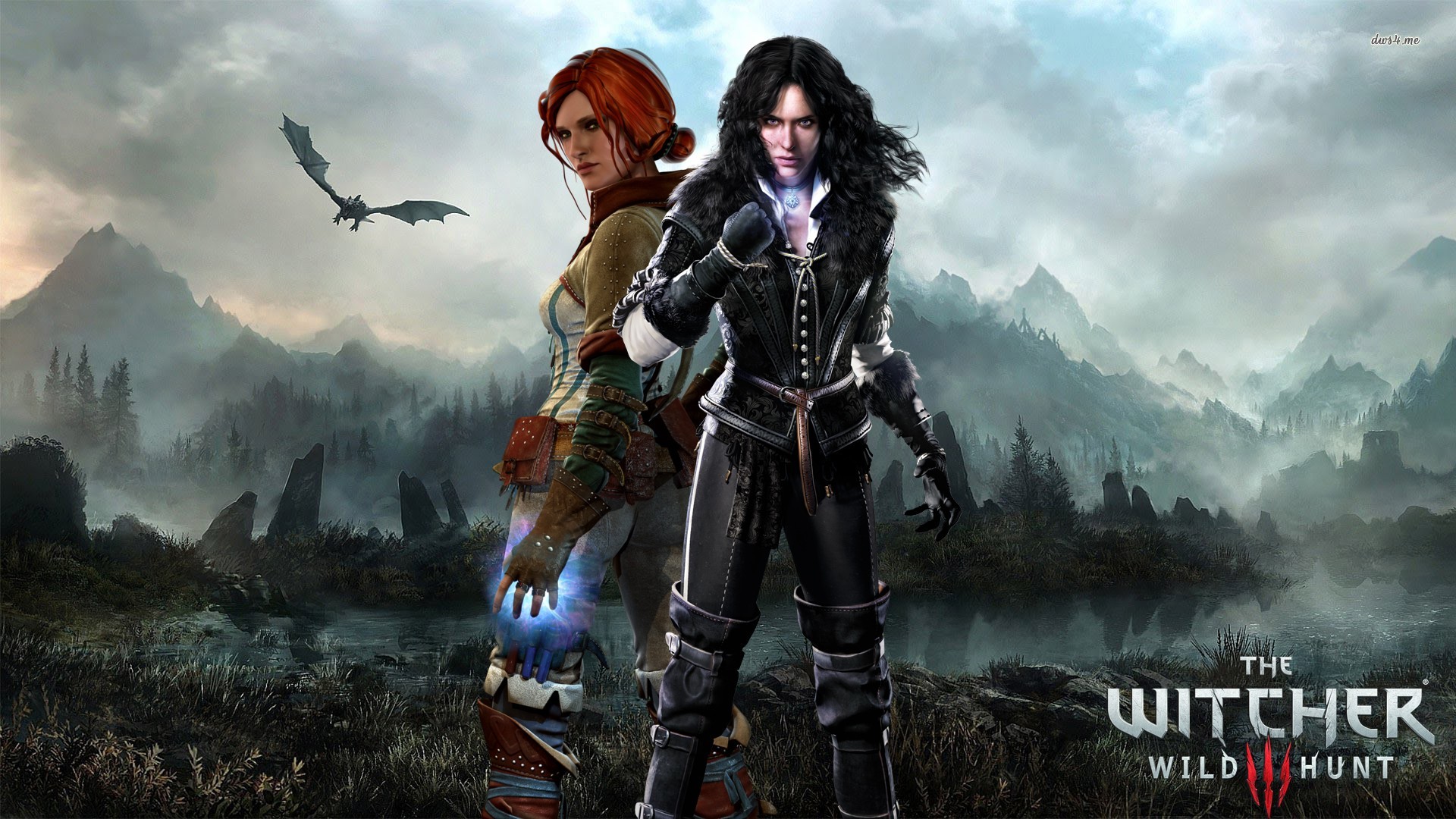 Triss Merigold, Yennefer di Vengerberg, The Witcher 3: Wild Hunt, Montagne, Logo, sfondo per PC