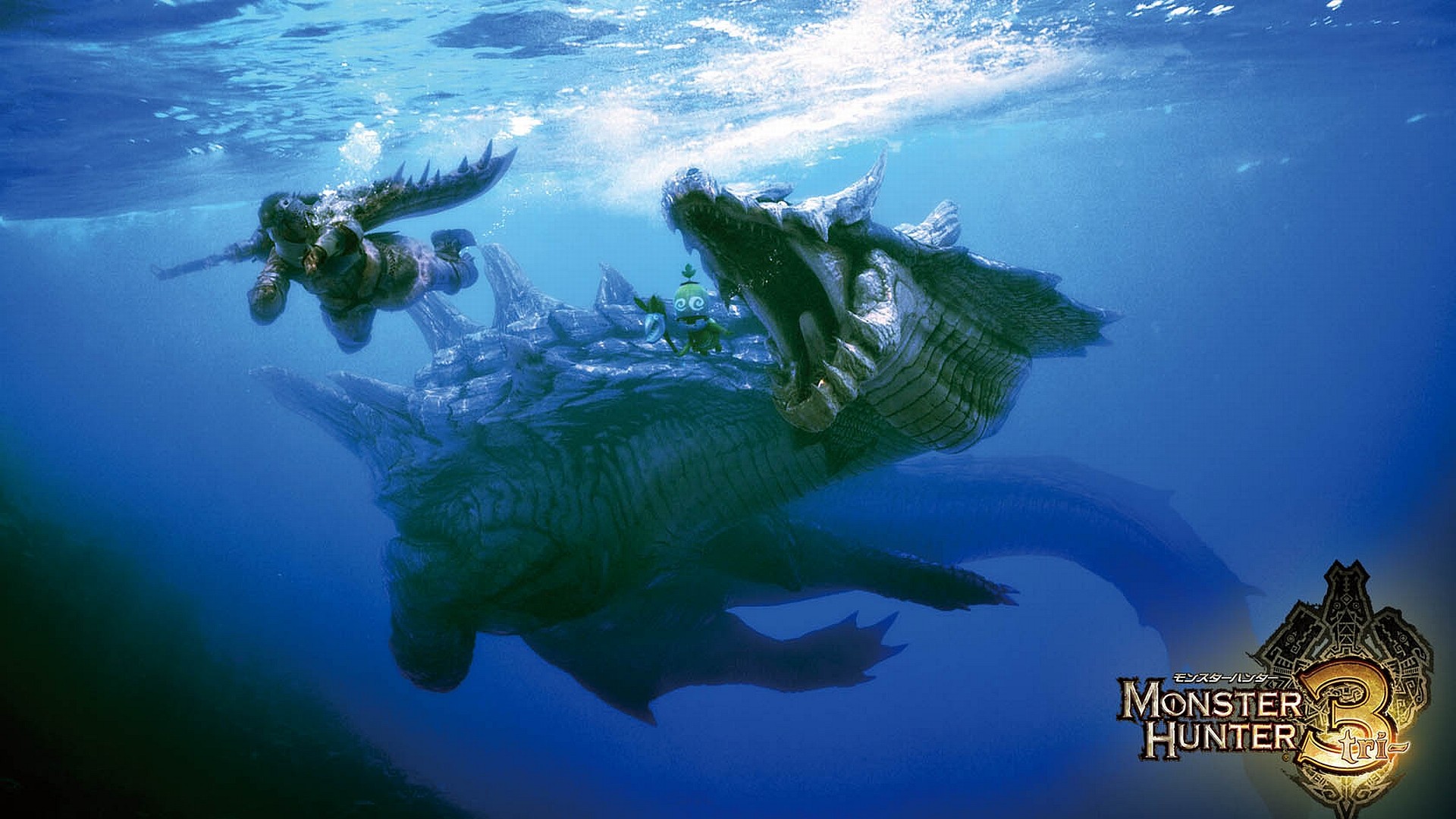 Monster Hunter Tri, Lagiacrus, Subacqueo, Logo, 1920x1080, immagine di sfondo