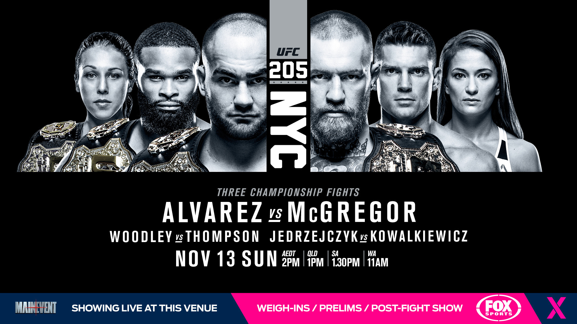 UFC 205, Eddie Alvarez, Conor McGregor, Tyron Woodley, Joanna Jędrzejczyk, Locandina, sfondo Full HD