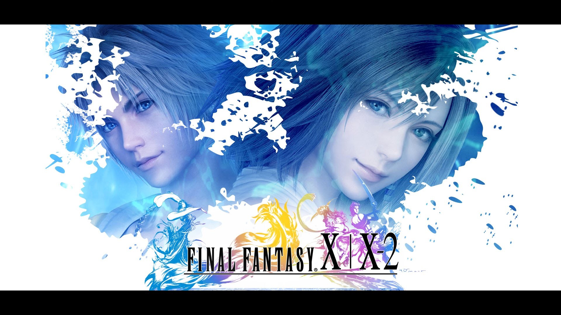 Yuna, Final Fantasy X/X-2 HD Remaster, Logo, Blu, 1920x1080, immagine di sfondo