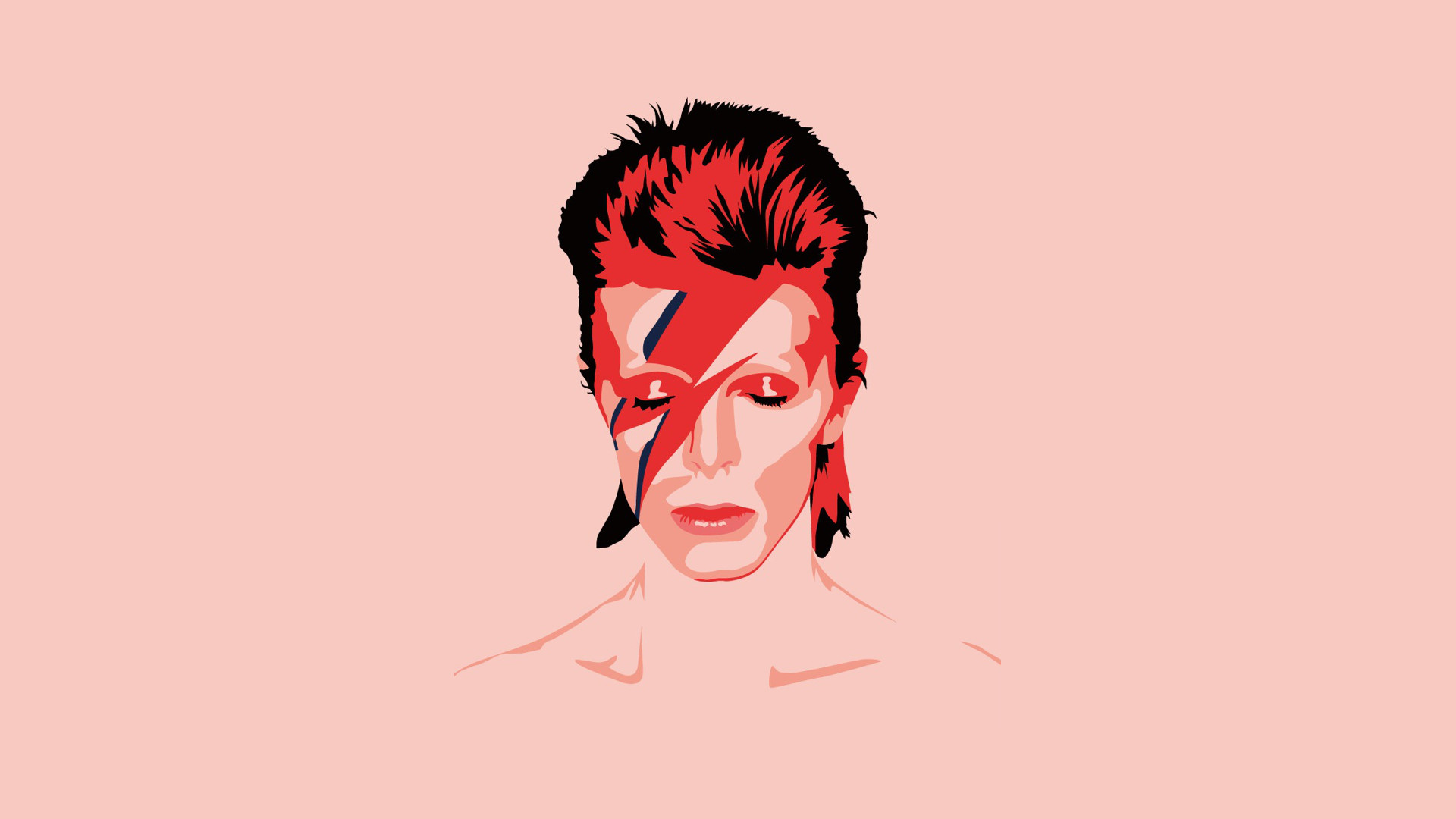 David Bowie, Aladdin Sane, Saetta, Illustrazione, Sfondo rosa, 1920x1080, wallpaper desktop