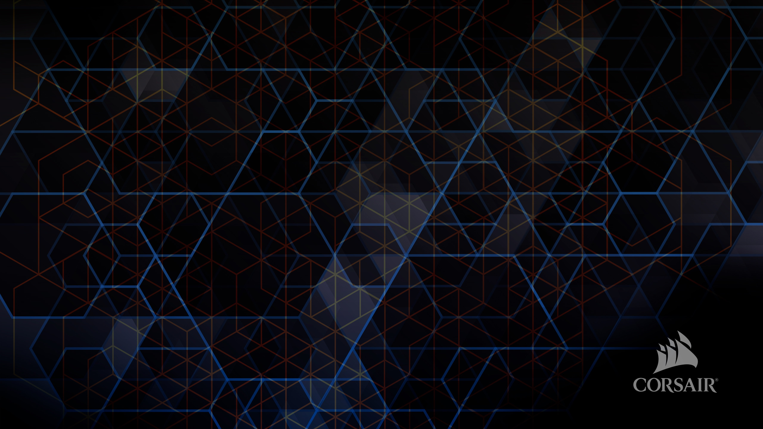 Corsair, Logo, Esagoni, Sfondo scuro, 16:9 2K, wallpaper widescreen