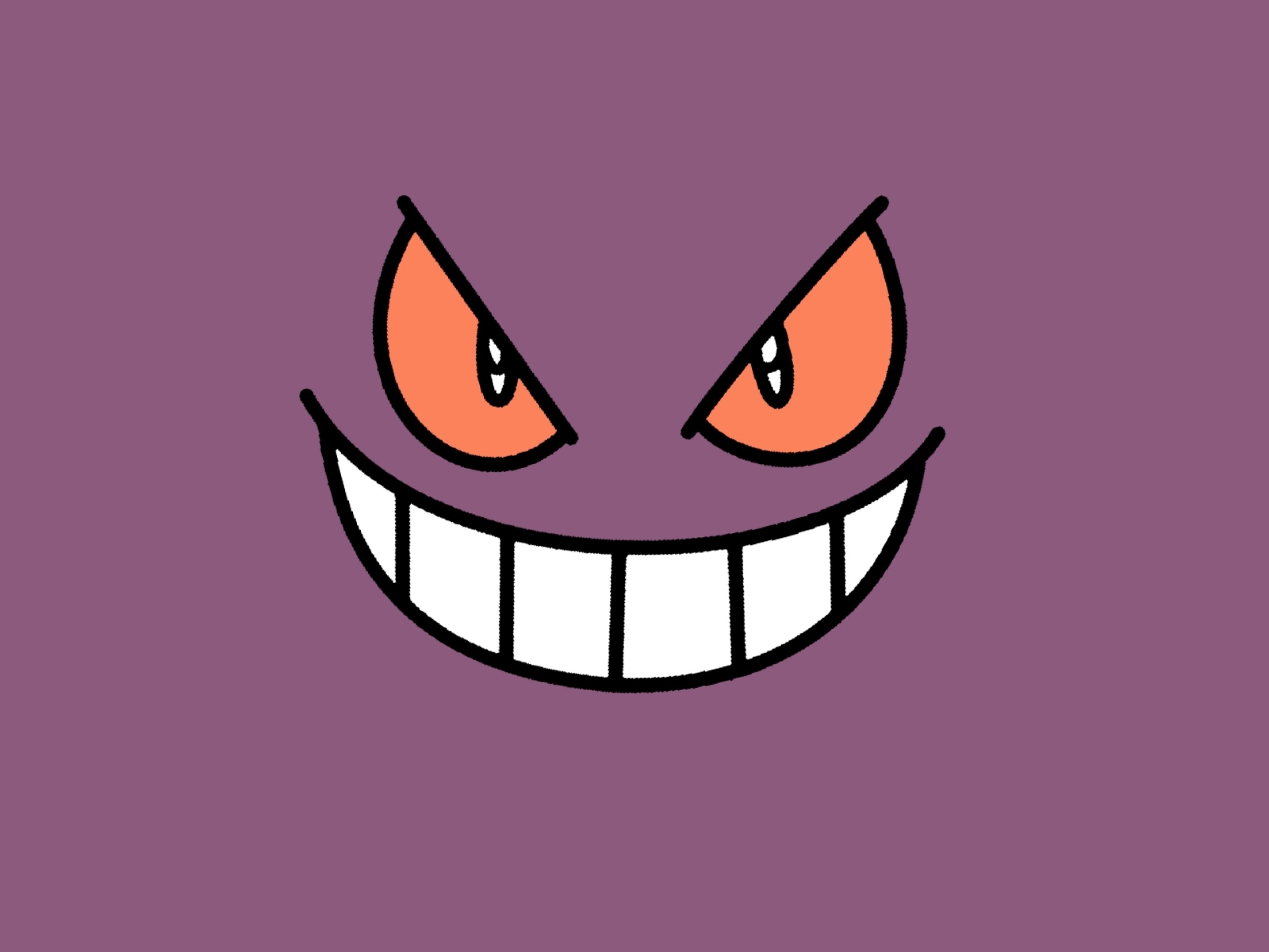 Gengar, Pokémon, Occhi, Sorriso, Minimalismo, 2K, schermata di blocco iPad
