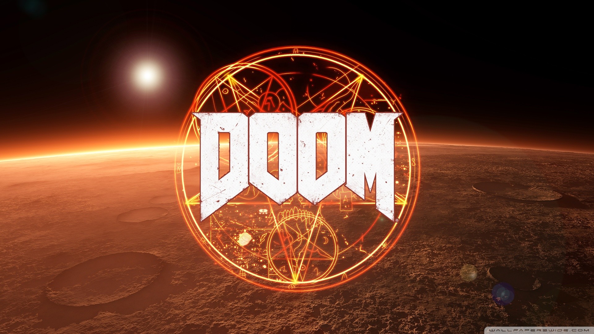 Doom, Logo, Pentagramma, Marte, Full HD 1080p, sfondo desktop